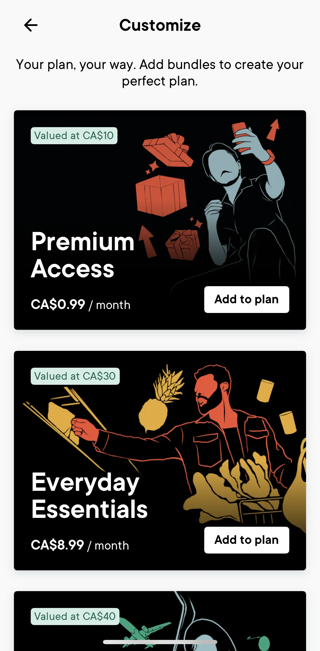 Neo Financial Screen screen in the Bundle detail flow