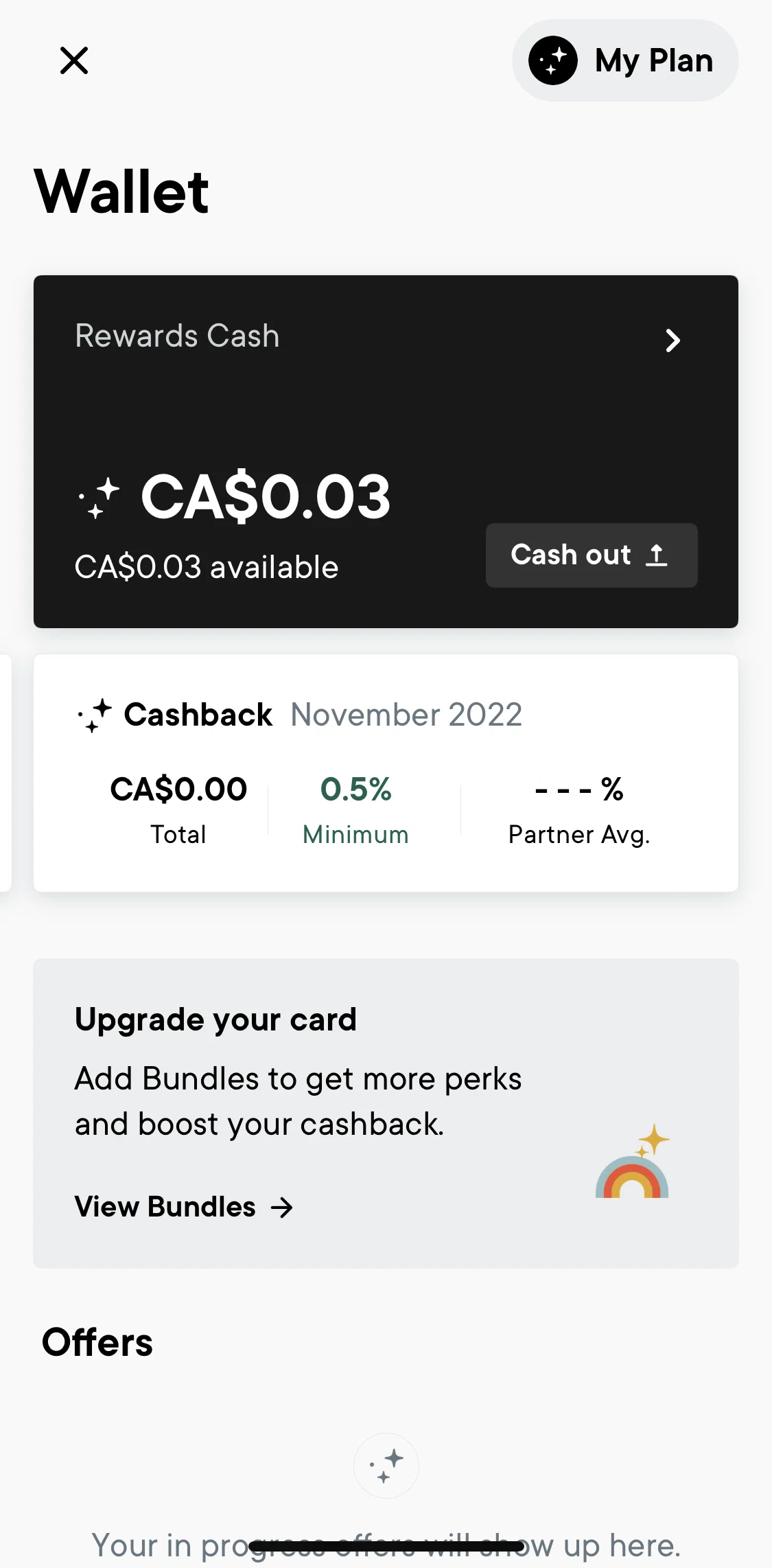 Neo Financial Screen screen in the My Plan & Add Bundles flow
