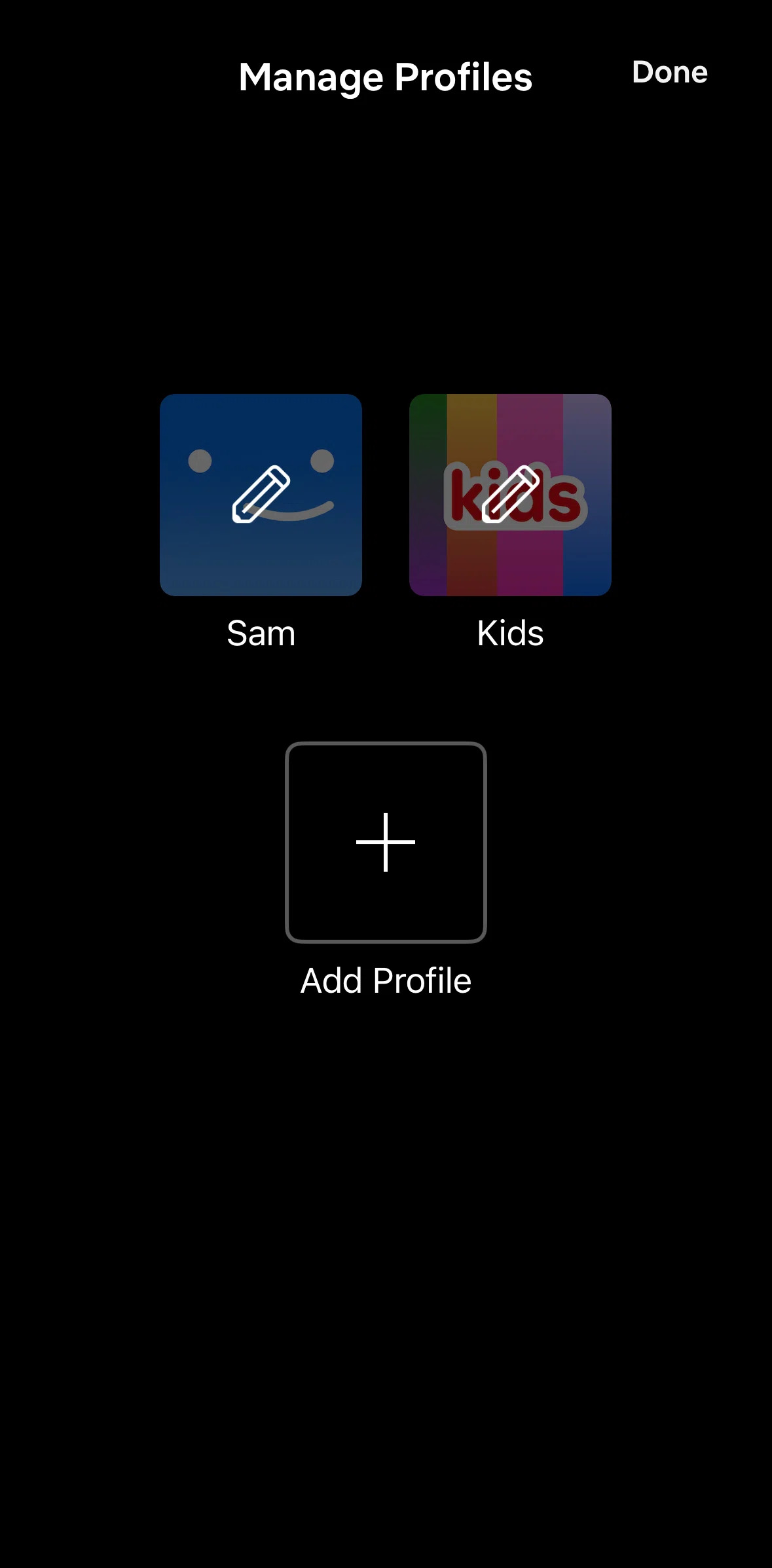 Netflix Screen screen in the Adding a profile flow