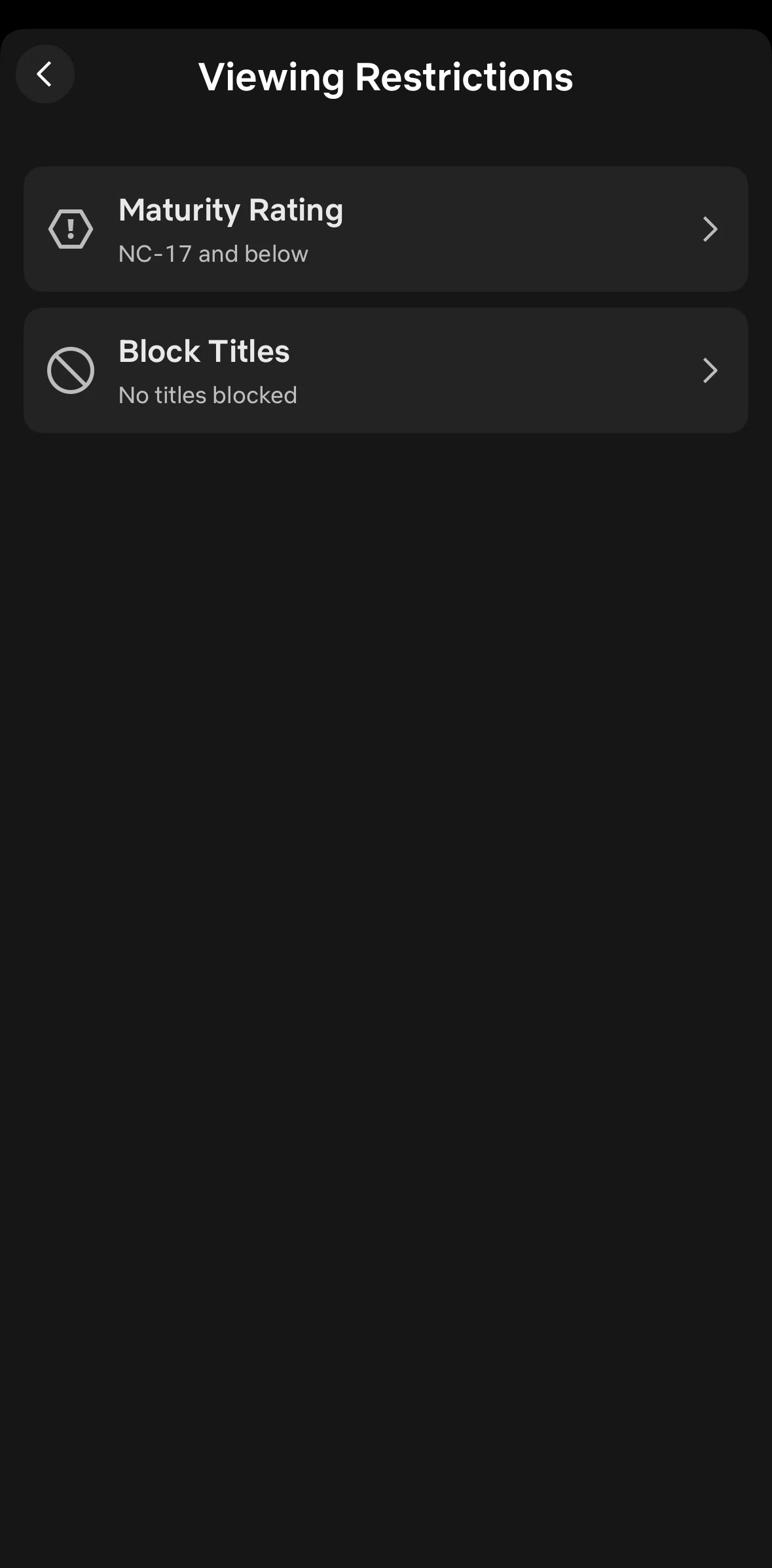 Netflix Screen screen in the Blocking a title flow