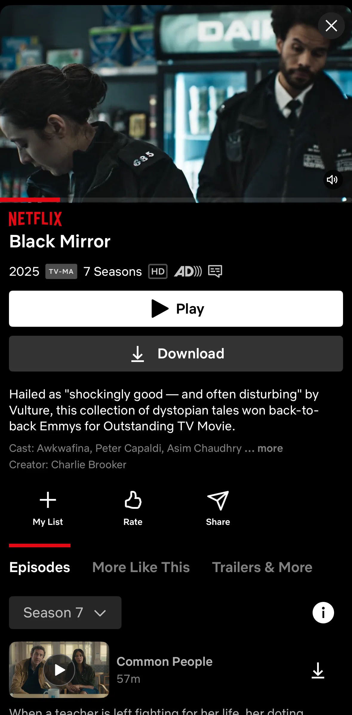 Netflix Screen screen in the Cast flow