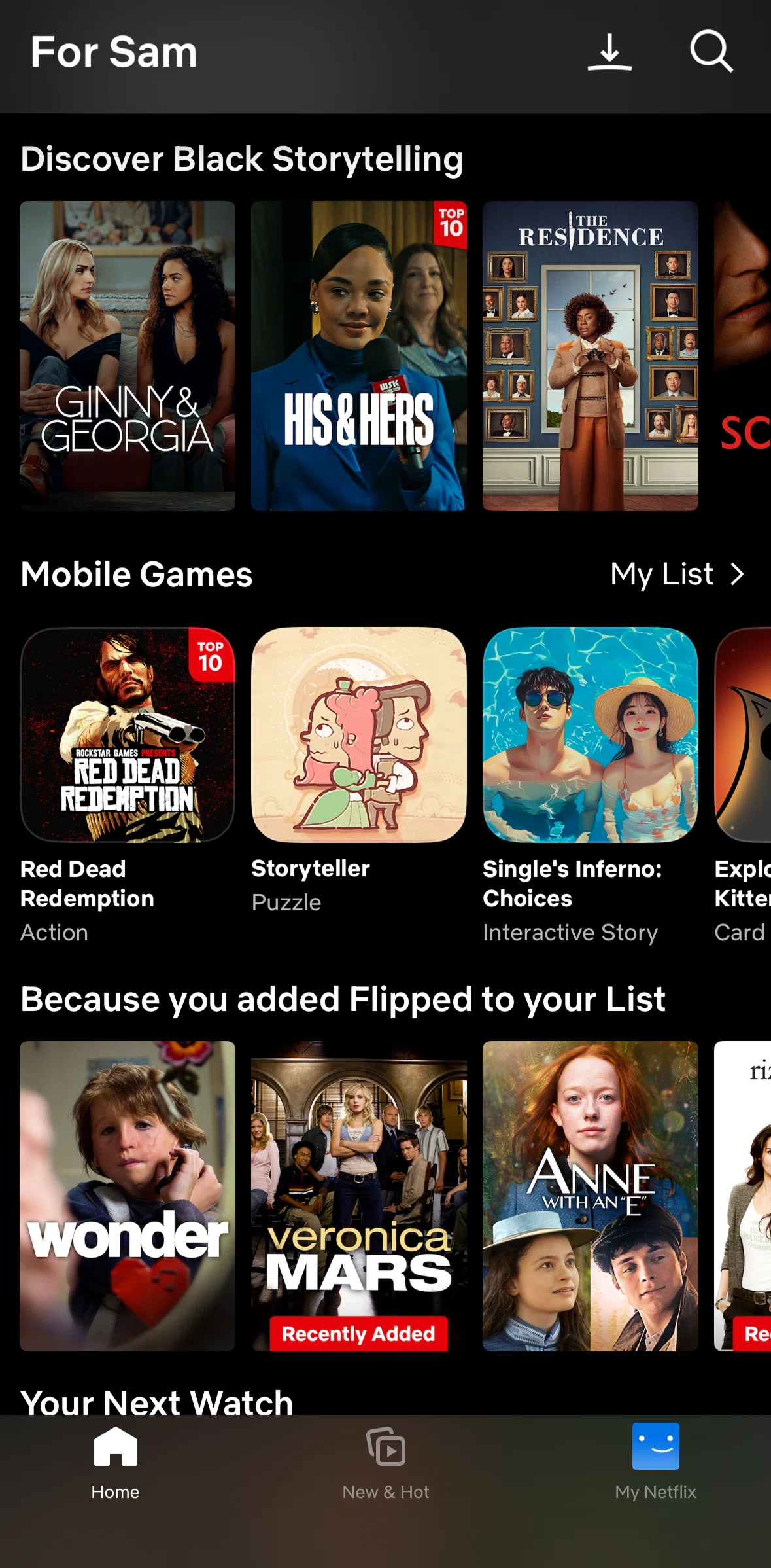 Netflix Screen screen in the Game detail flow
