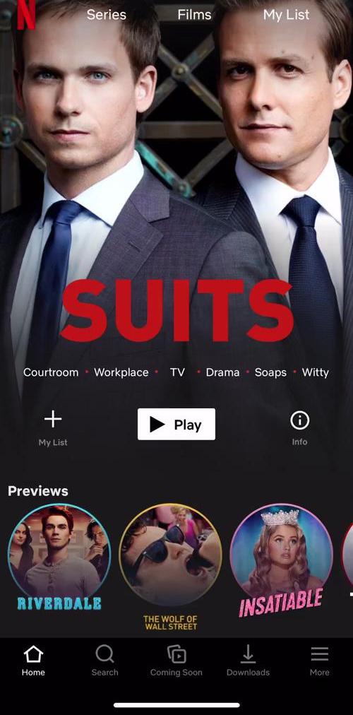 Netflix Home feed screen in the General Browsing flow