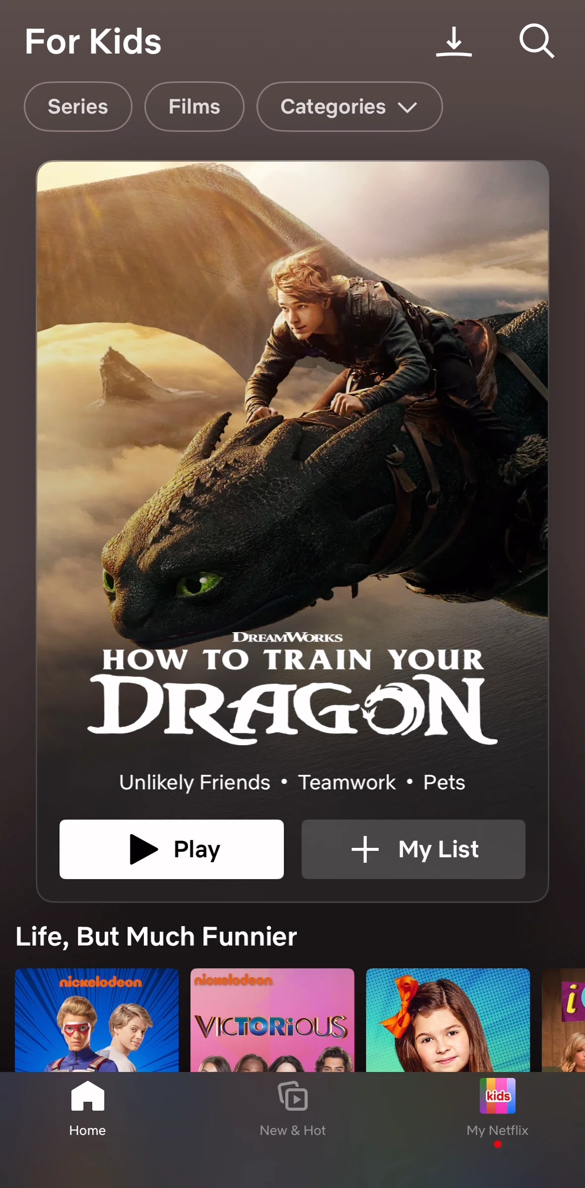 Netflix Screen screen in the Home (Kids) flow