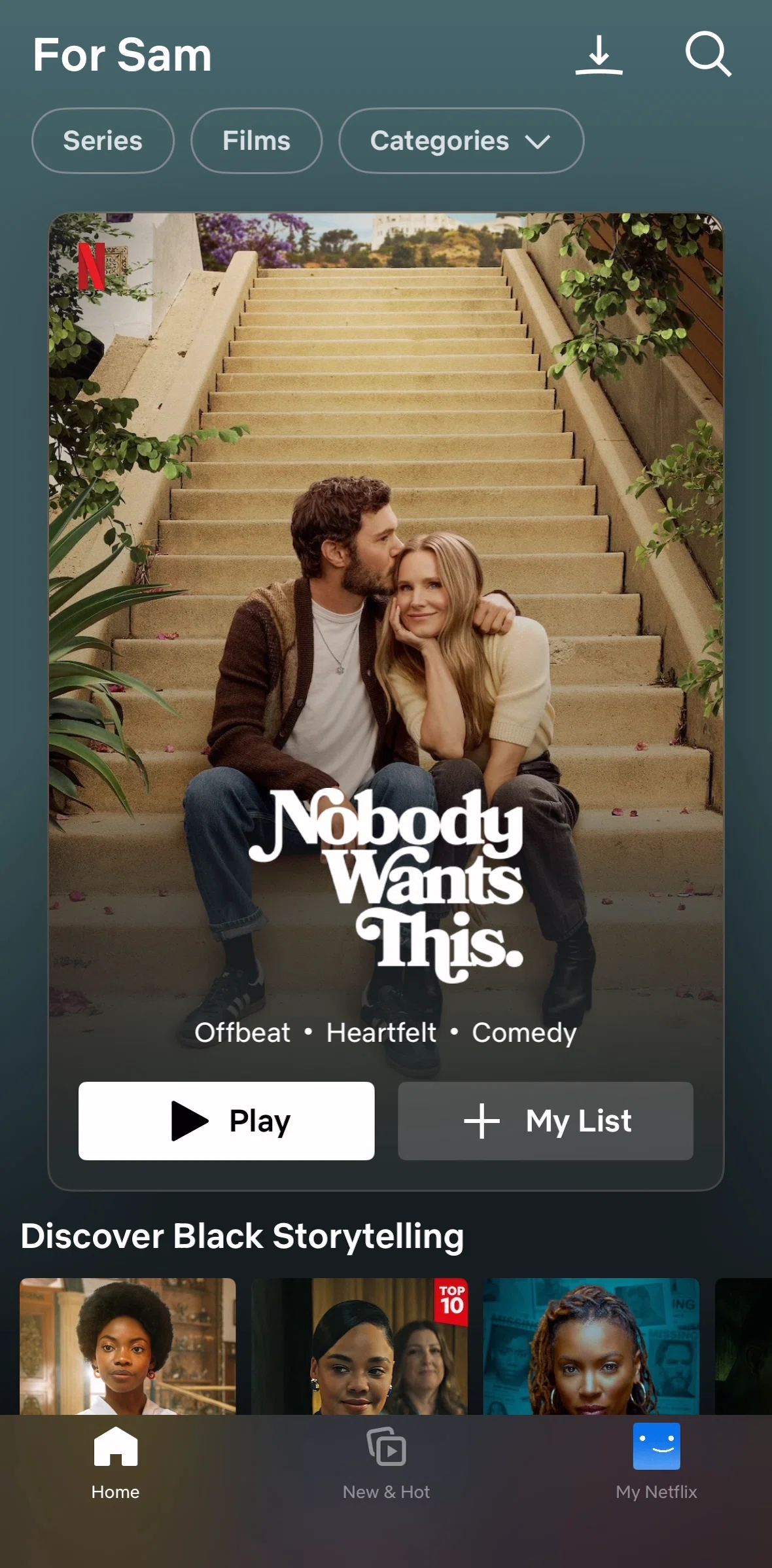 Netflix Screen screen in the Home flow