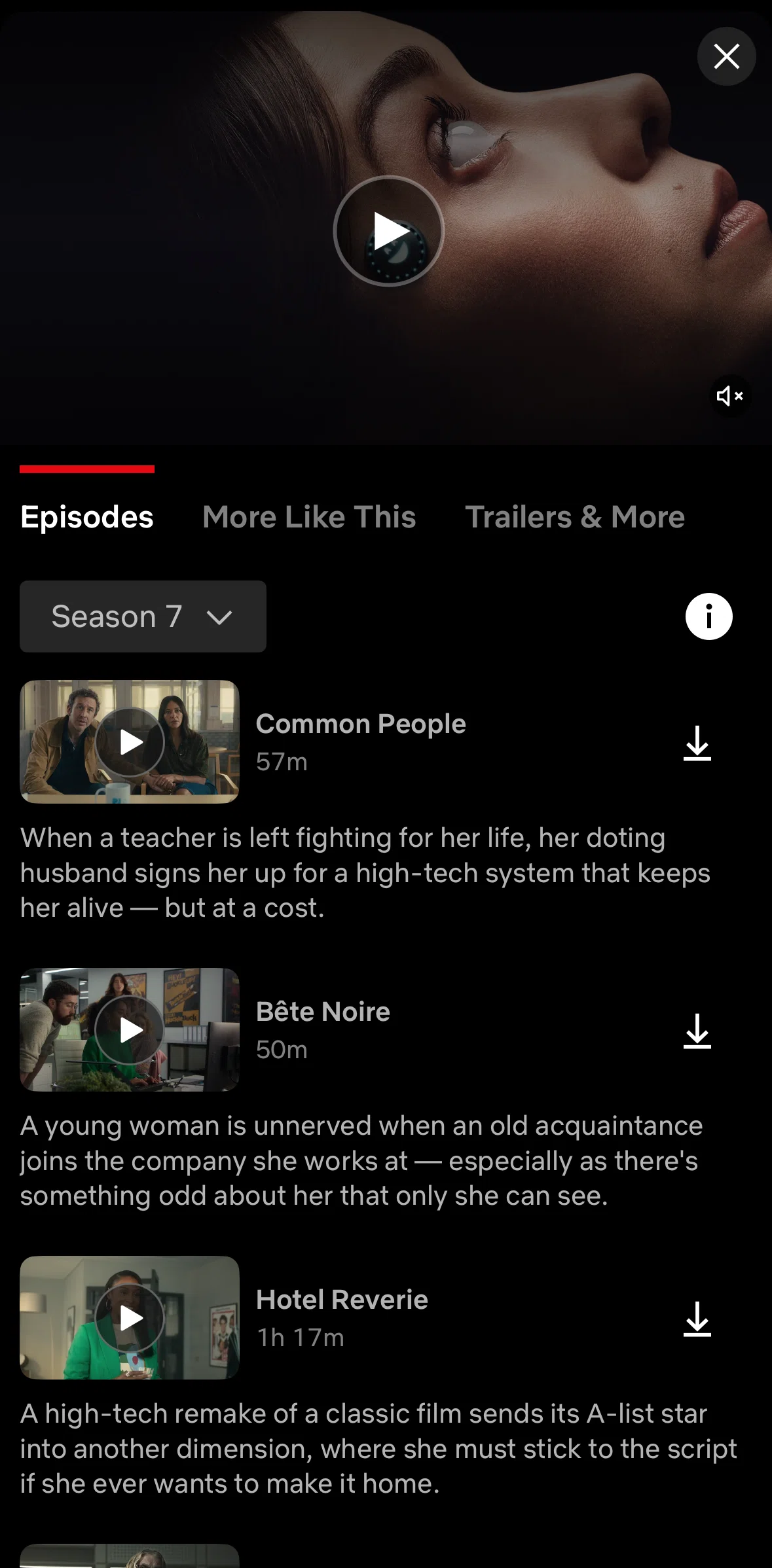 Netflix Screen screen in the Selecting a different season flow