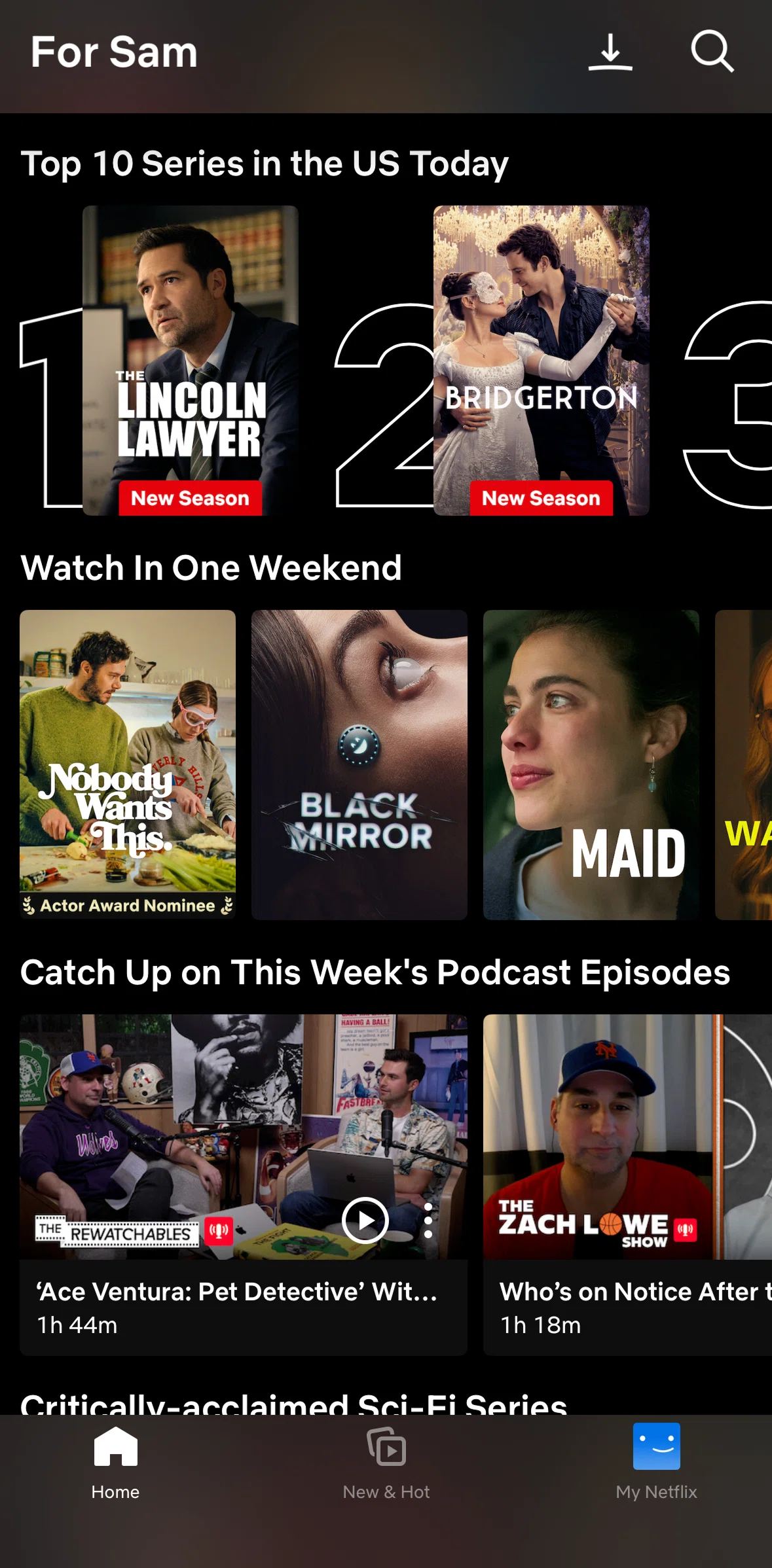 Netflix Screen screen in the Show detail flow