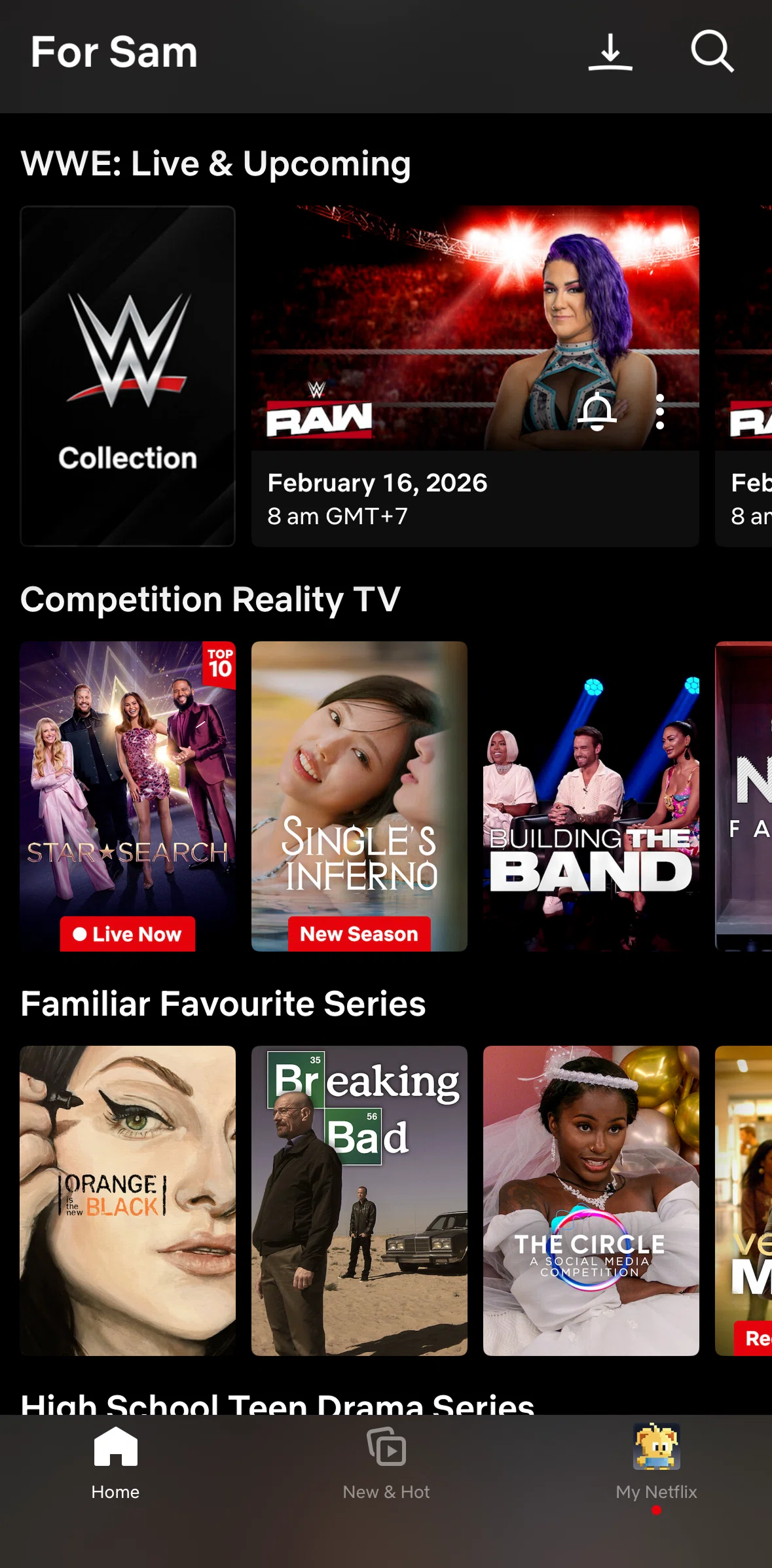 Netflix Screen screen in the WWE collection flow