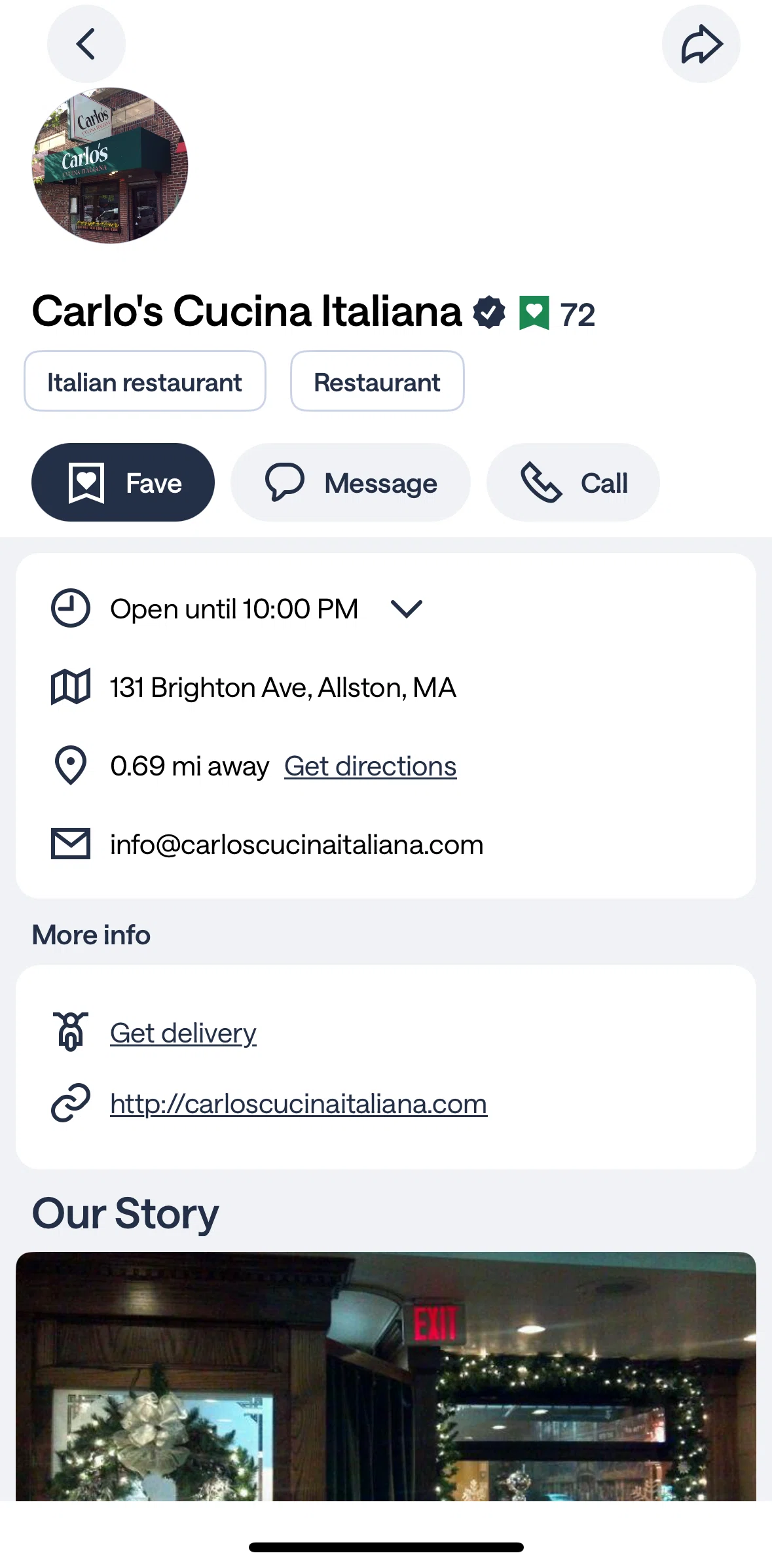 Nextdoor Screen screen in the Adding a business to favorites flow