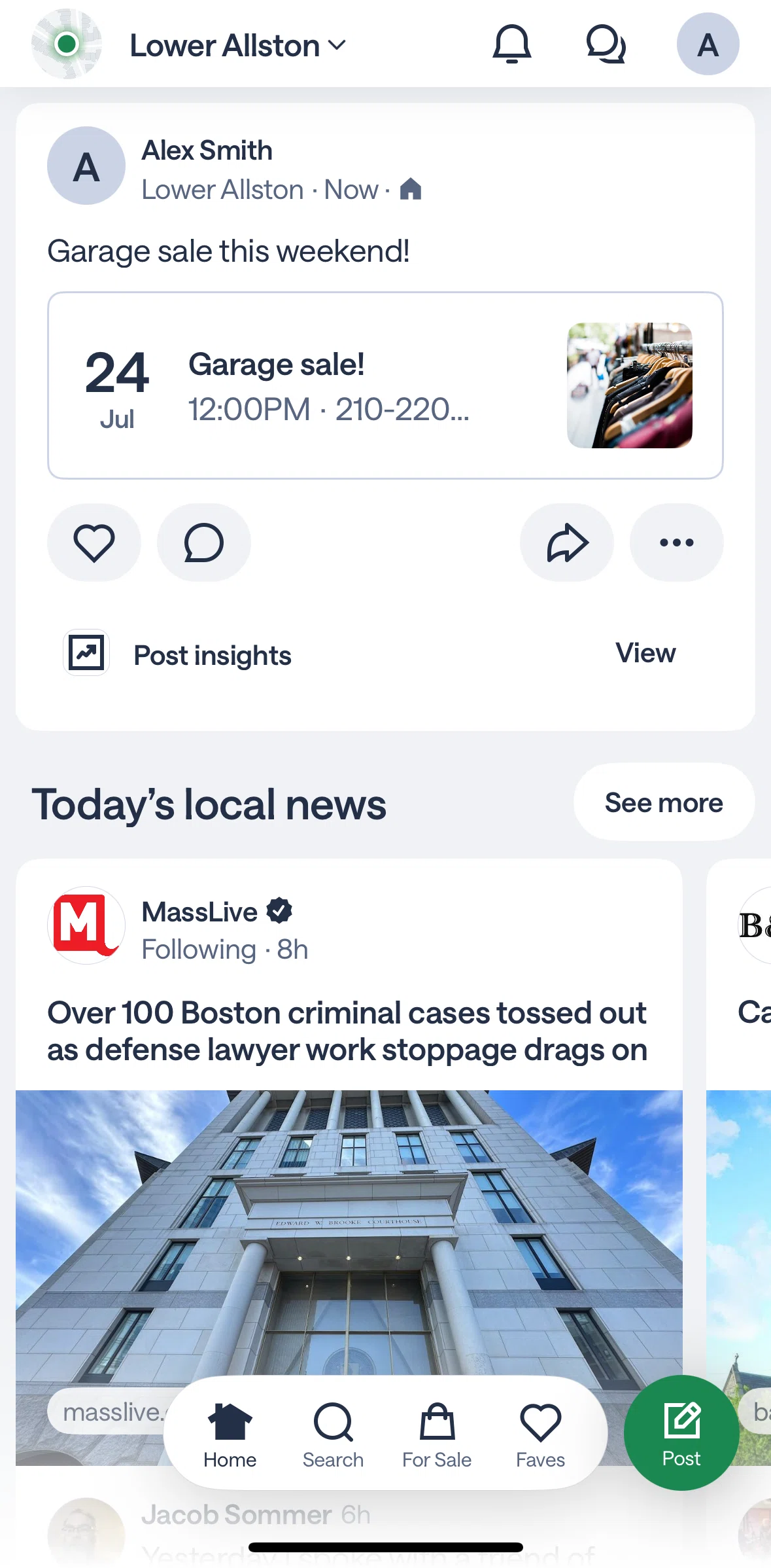 Nextdoor Screen screen in the Deleting a post flow