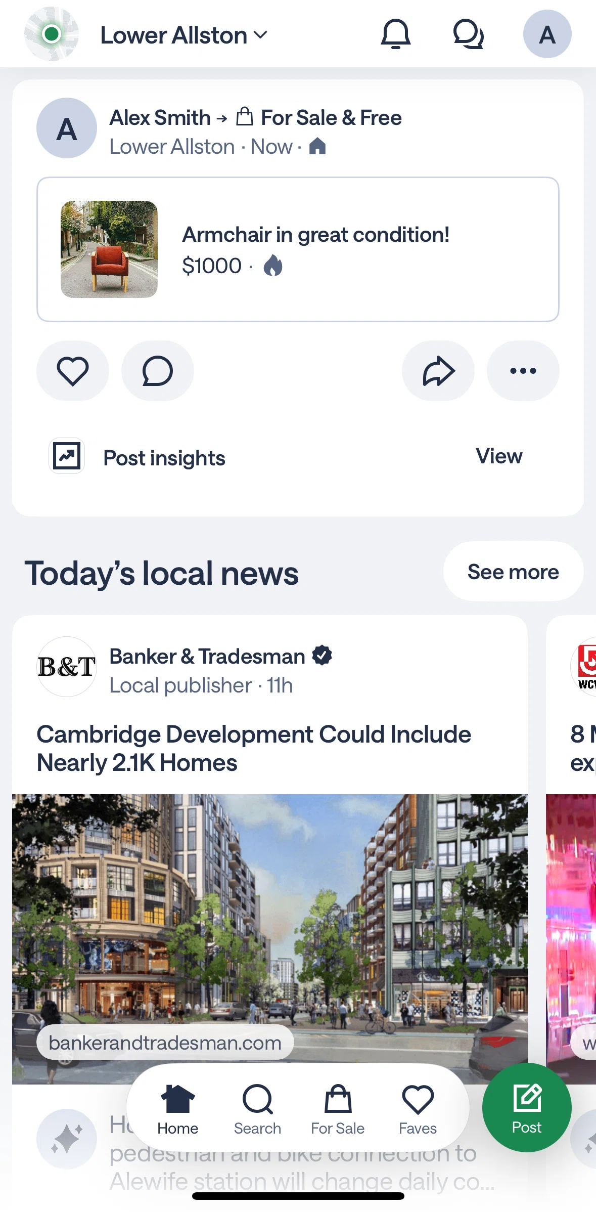 Nextdoor Screen screen in the Post insights flow