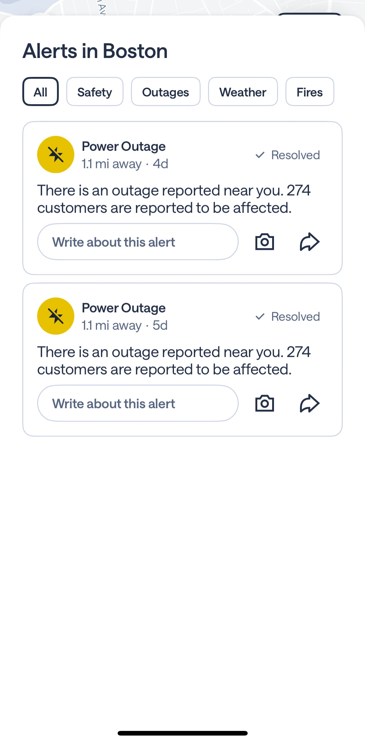 Nextdoor Screen screen in the View alert flow