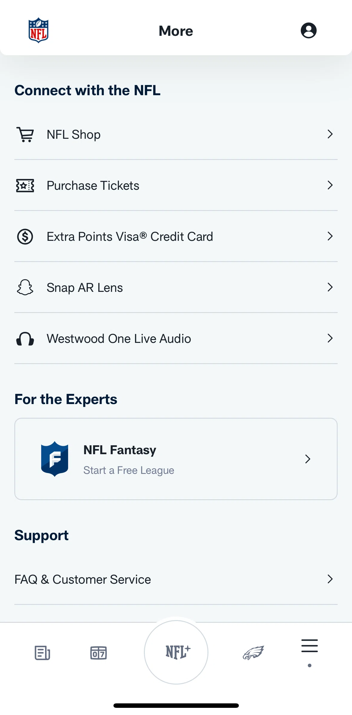 NFL Screen screen in the Purchase tickets flow
