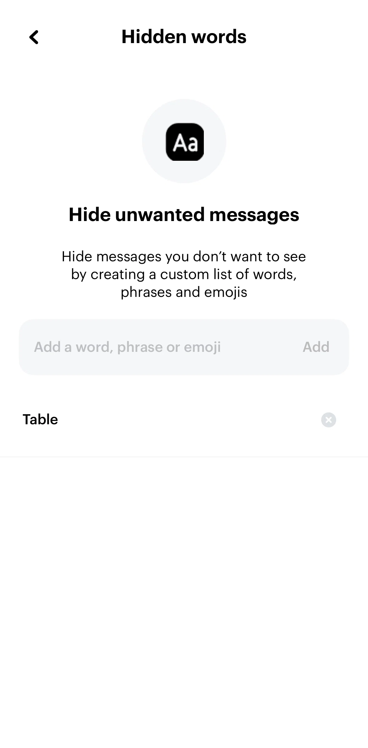 NGL Screen screen in the Deleting a hidden word flow
