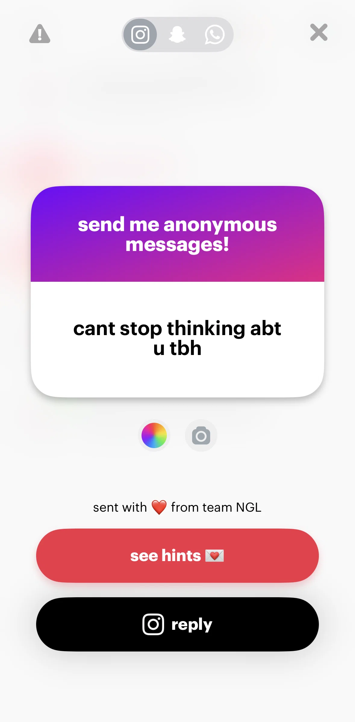 NGL Screen screen in the Giving feedback flow