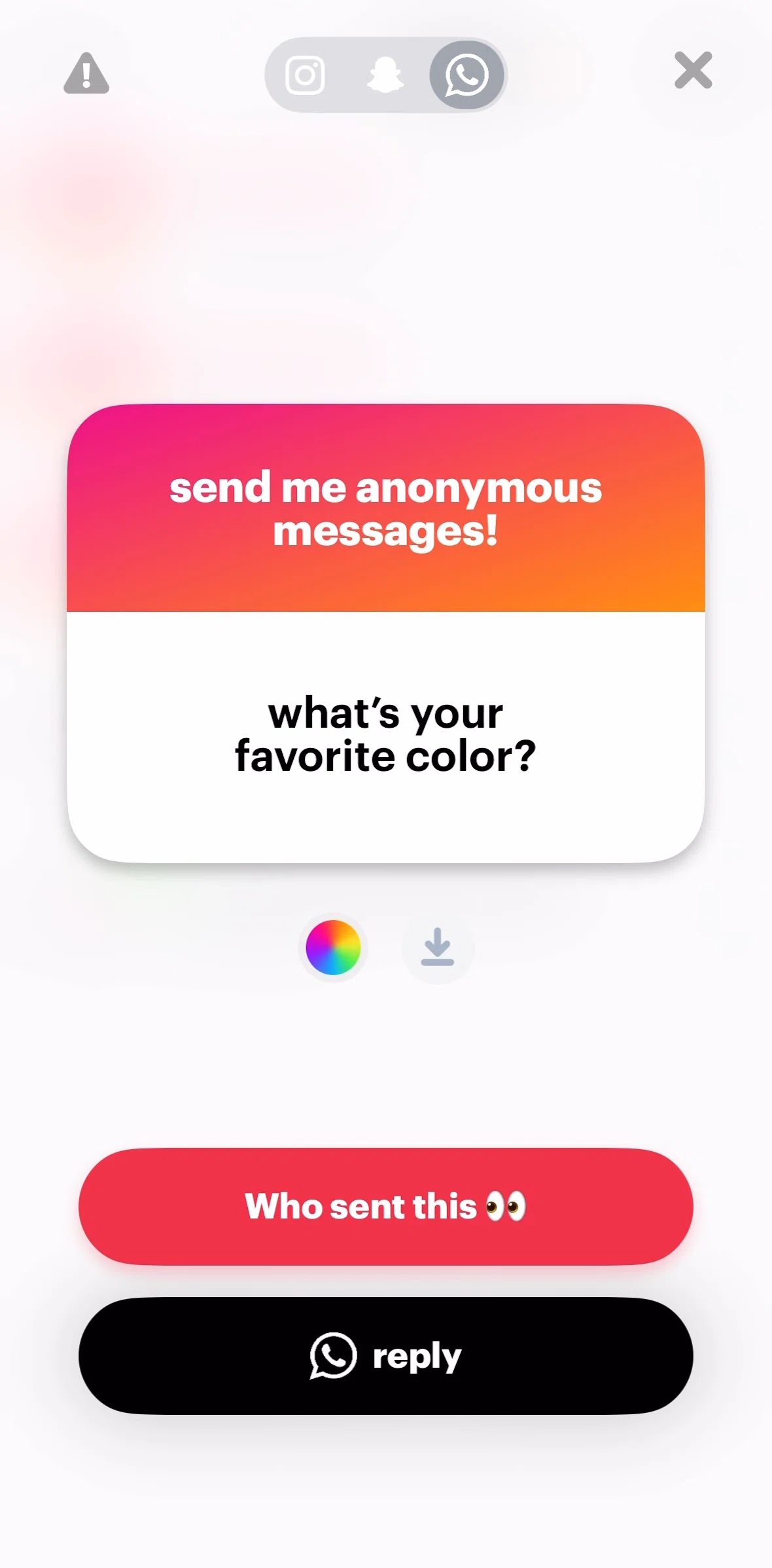 NGL Screen screen in the Replying to a message flow