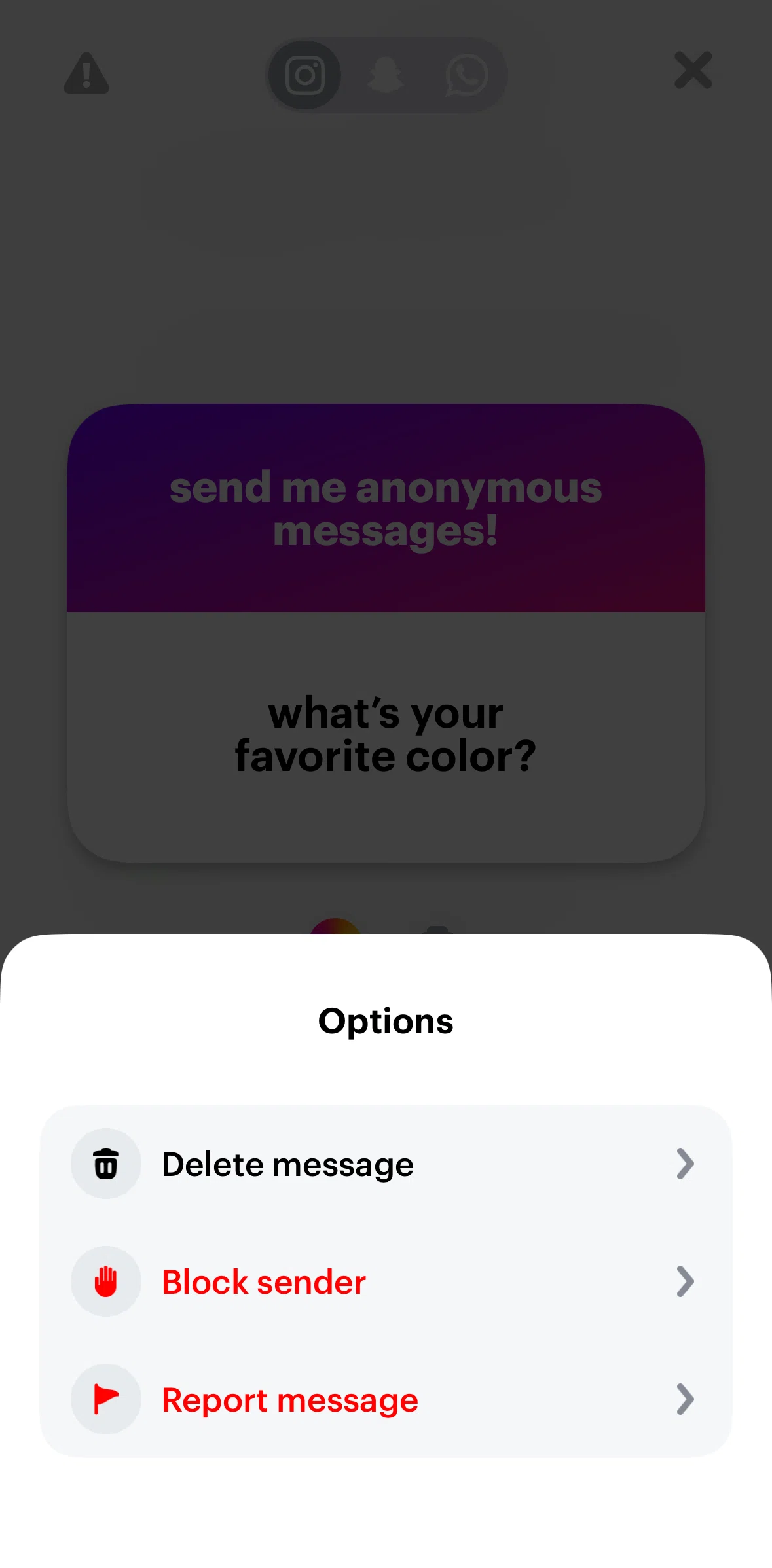 NGL Screen screen in the Reporting a message flow