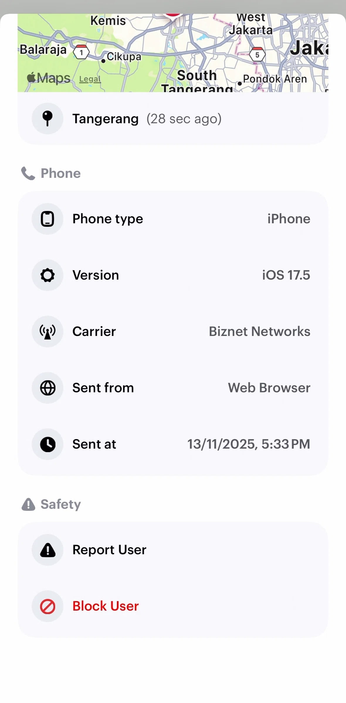 NGL Screen screen in the Reporting a user flow