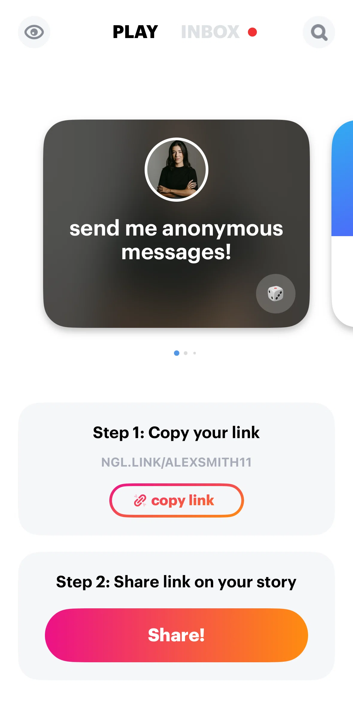 NGL Screen screen in the Shuffling a message flow