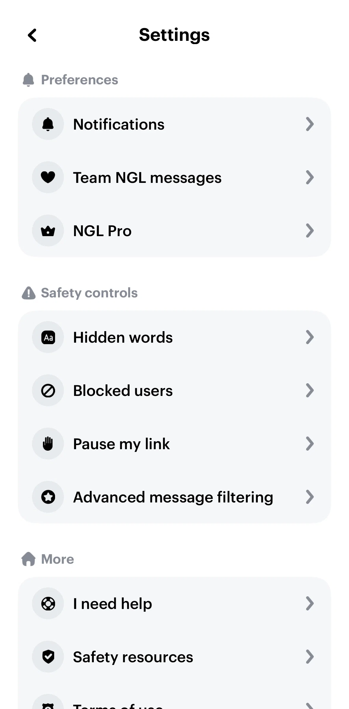 NGL Screen screen in the Turning off notification preferences flow