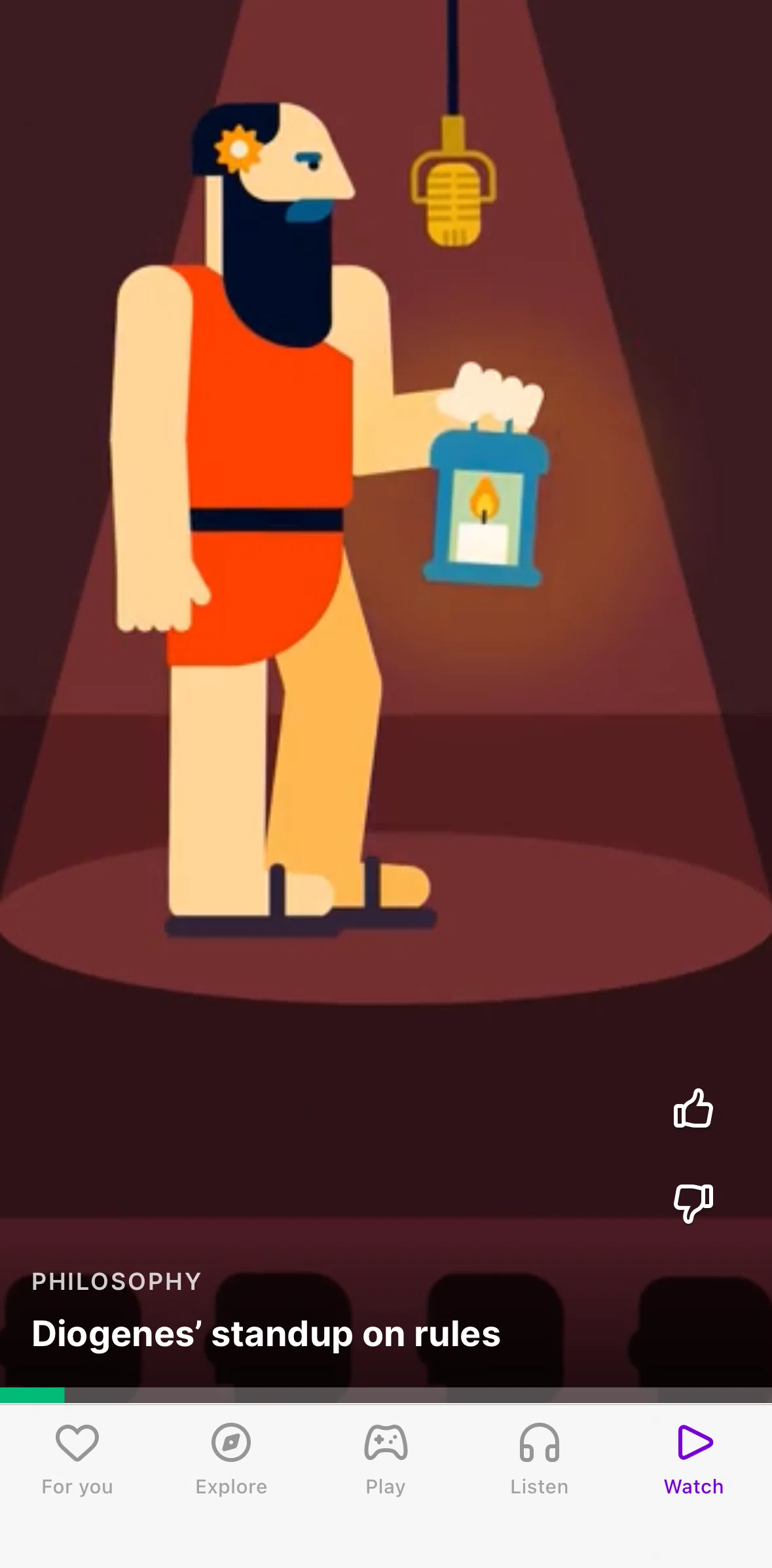 Nibble Screen screen in the Liking a video flow