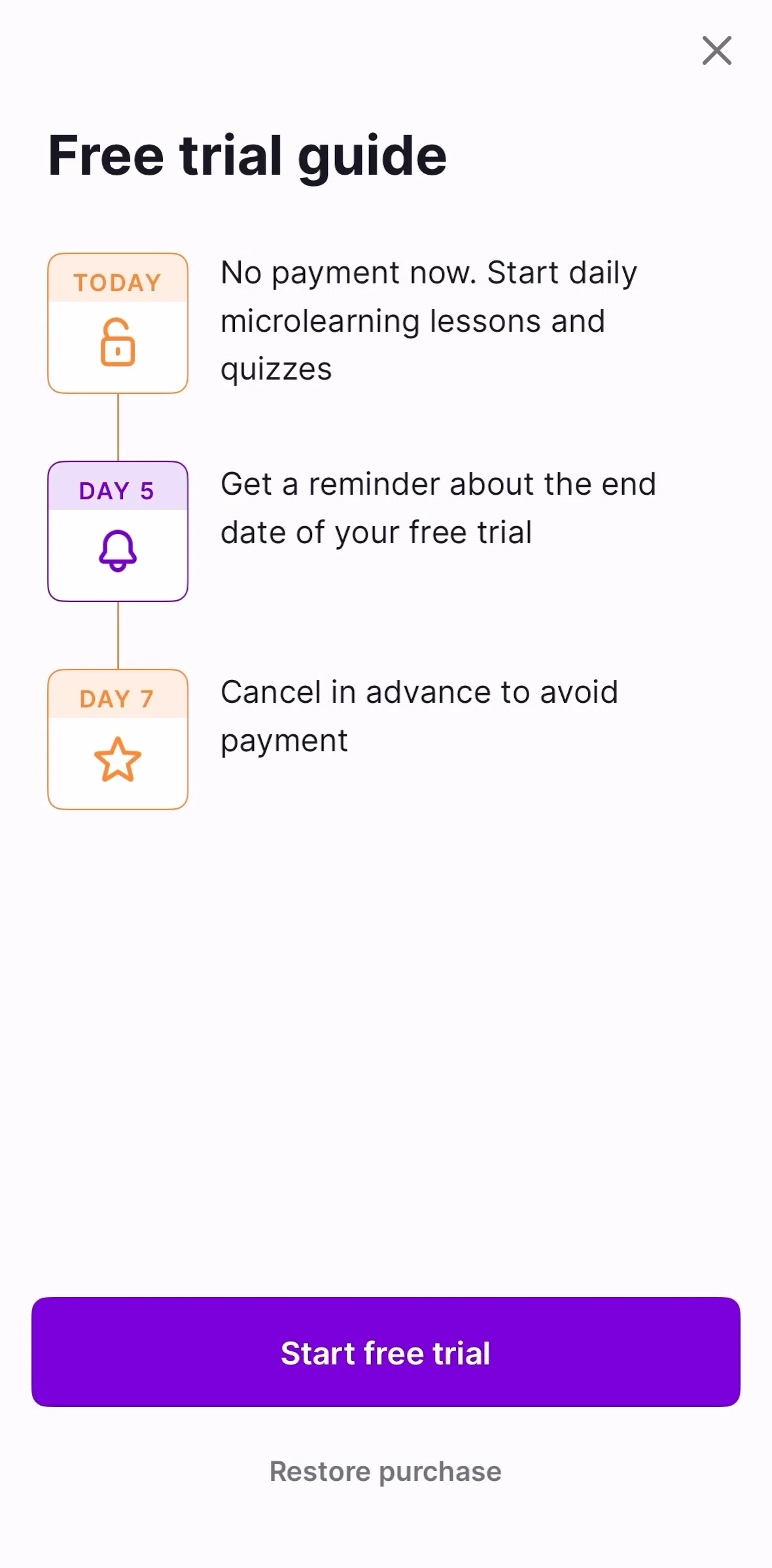 Nibble Screen screen in the Subscribing to Nibble Premium flow
