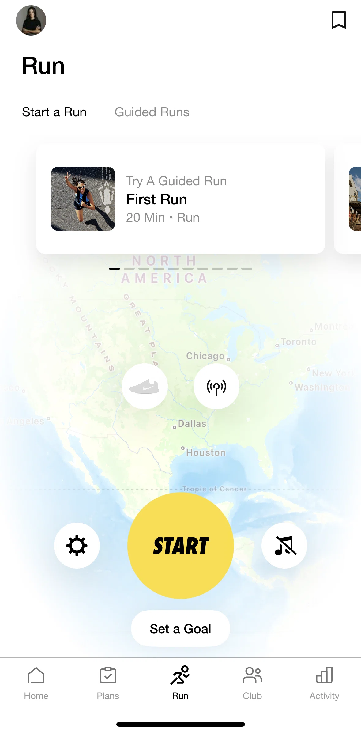 Nike Run Club Screen screen in the Adding a shoe flow