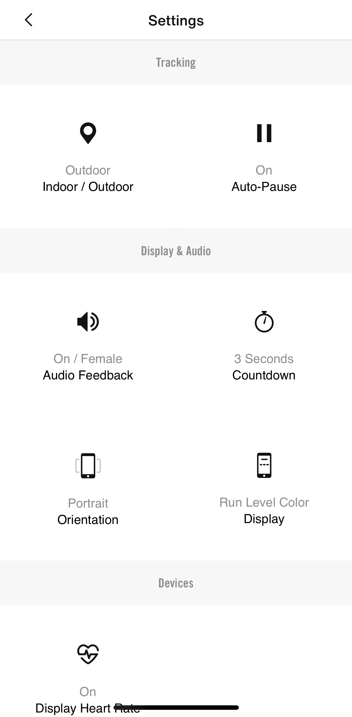 Nike Run Club Screen screen in the Customizing display & audio flow