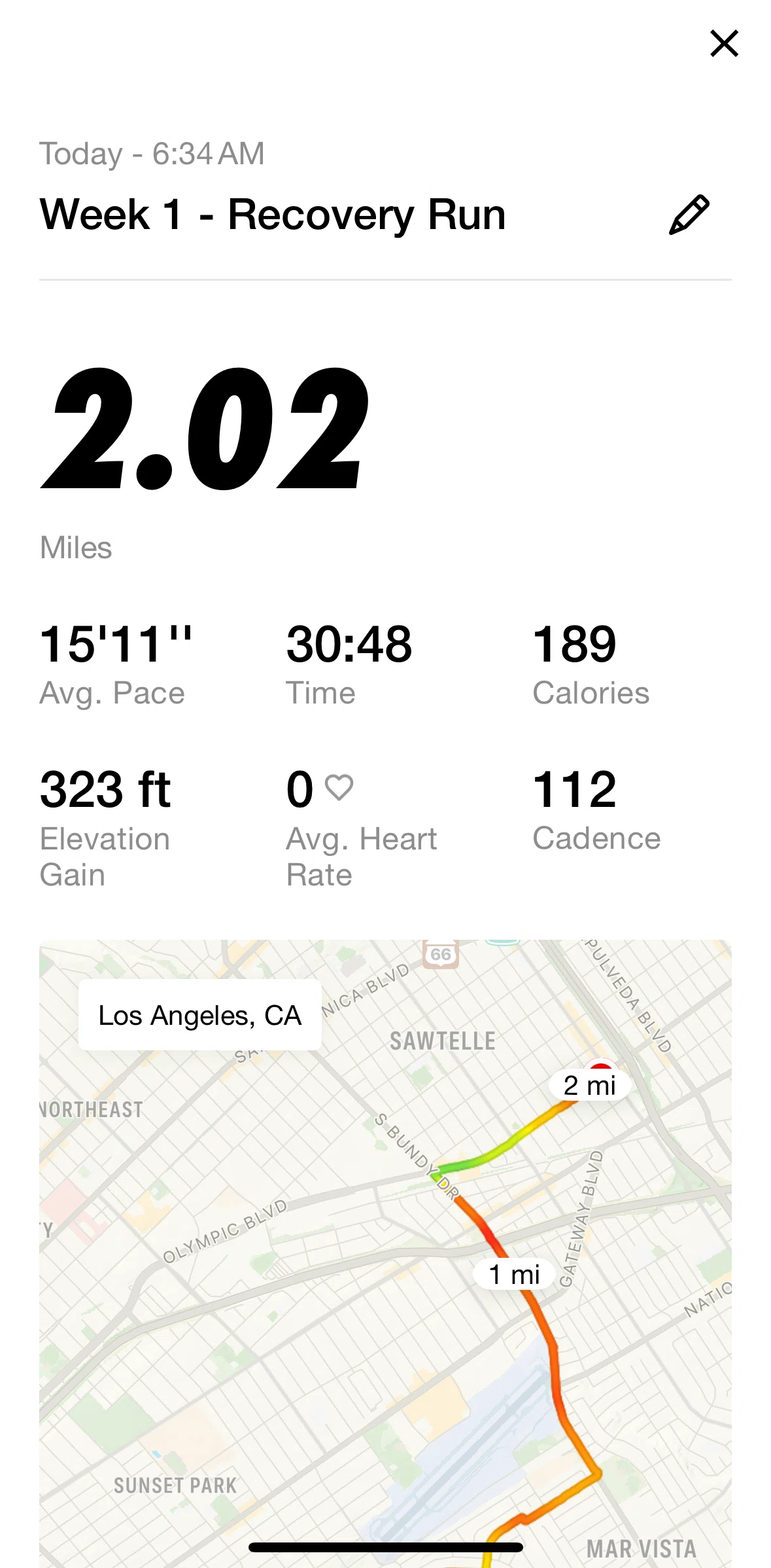 Nike Run Club Screen screen in the Run detail flow