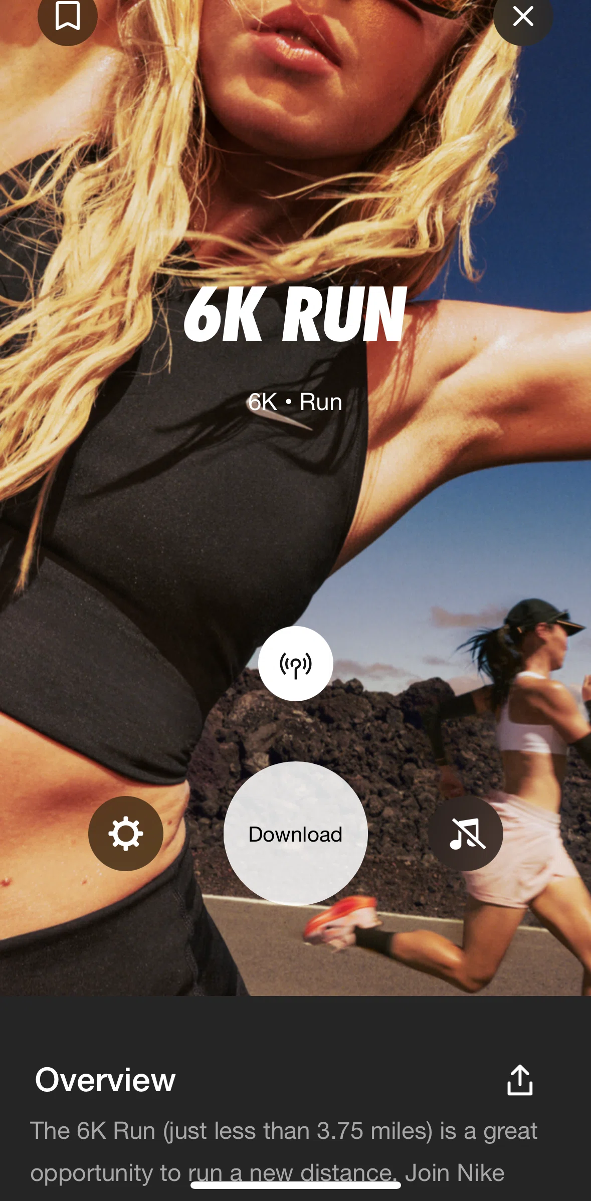 Nike Run Club Screen screen in the Saving a guided run flow