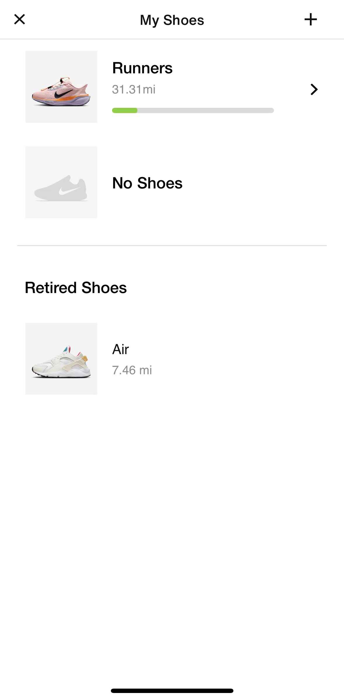 Nike Run Club Screen screen in the Shoe detail flow