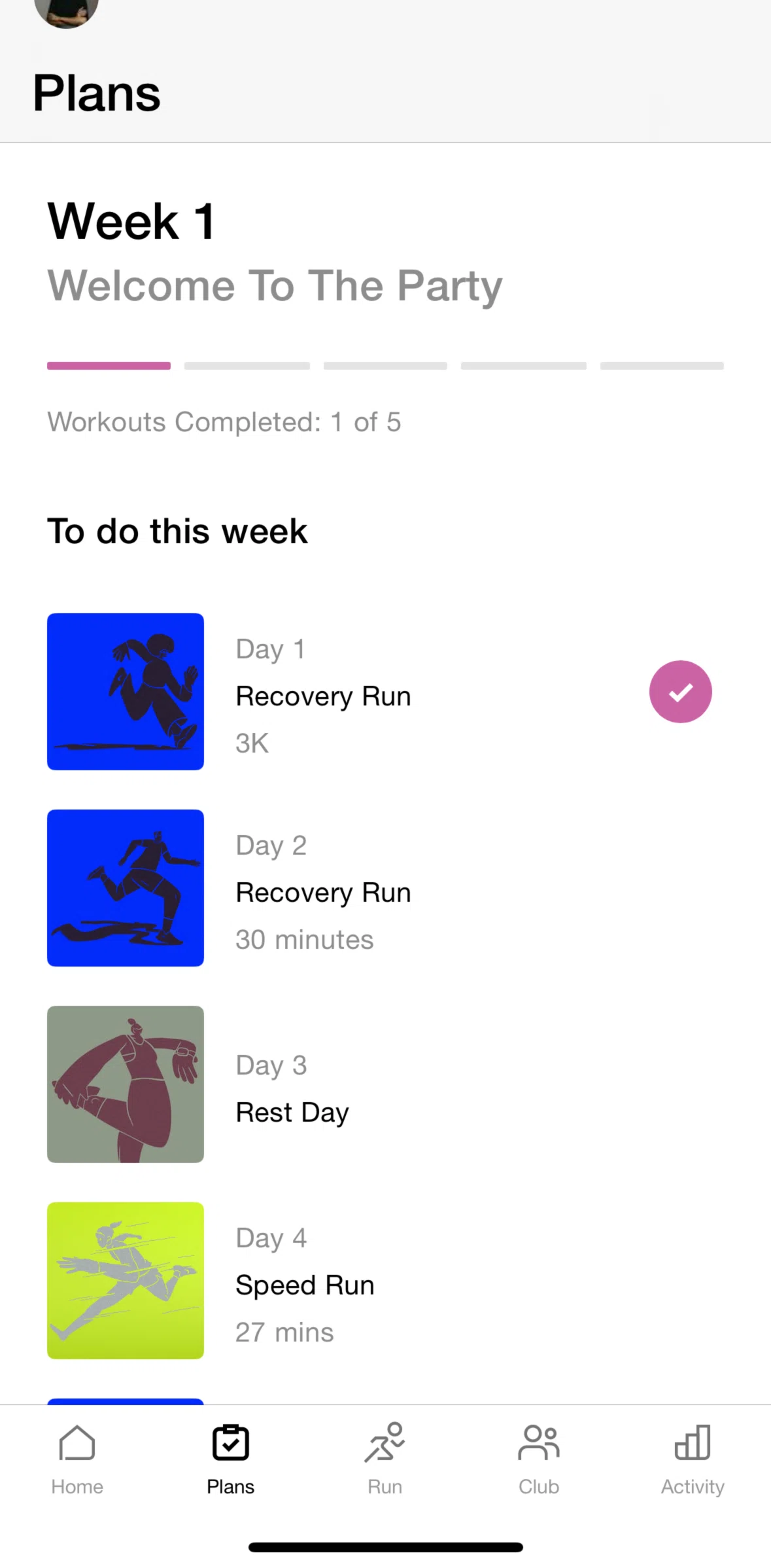 Nike Run Club Screen screen in the Starting a run (Plans) flow