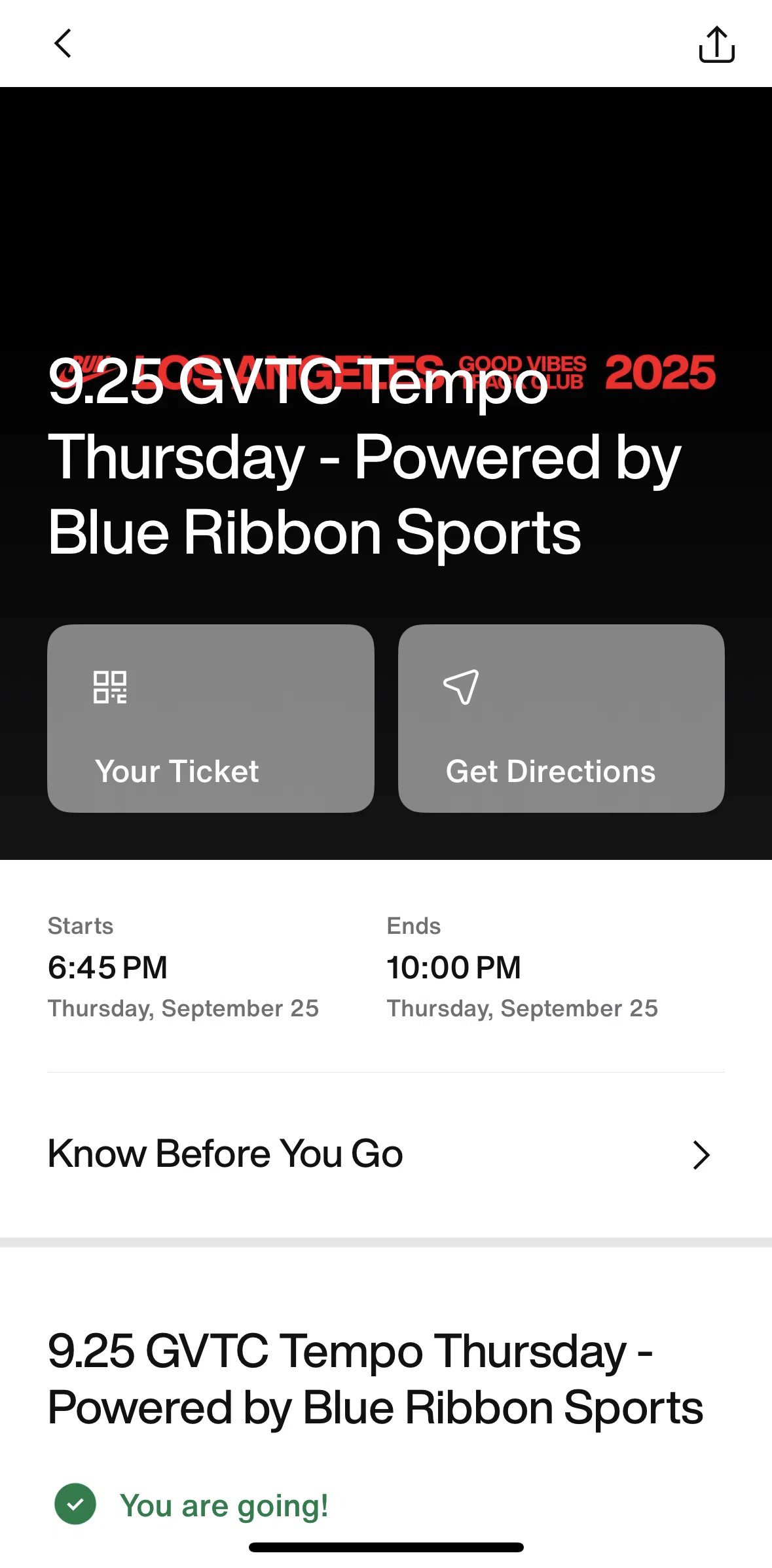Nike Run Club Screen screen in the Ticket flow