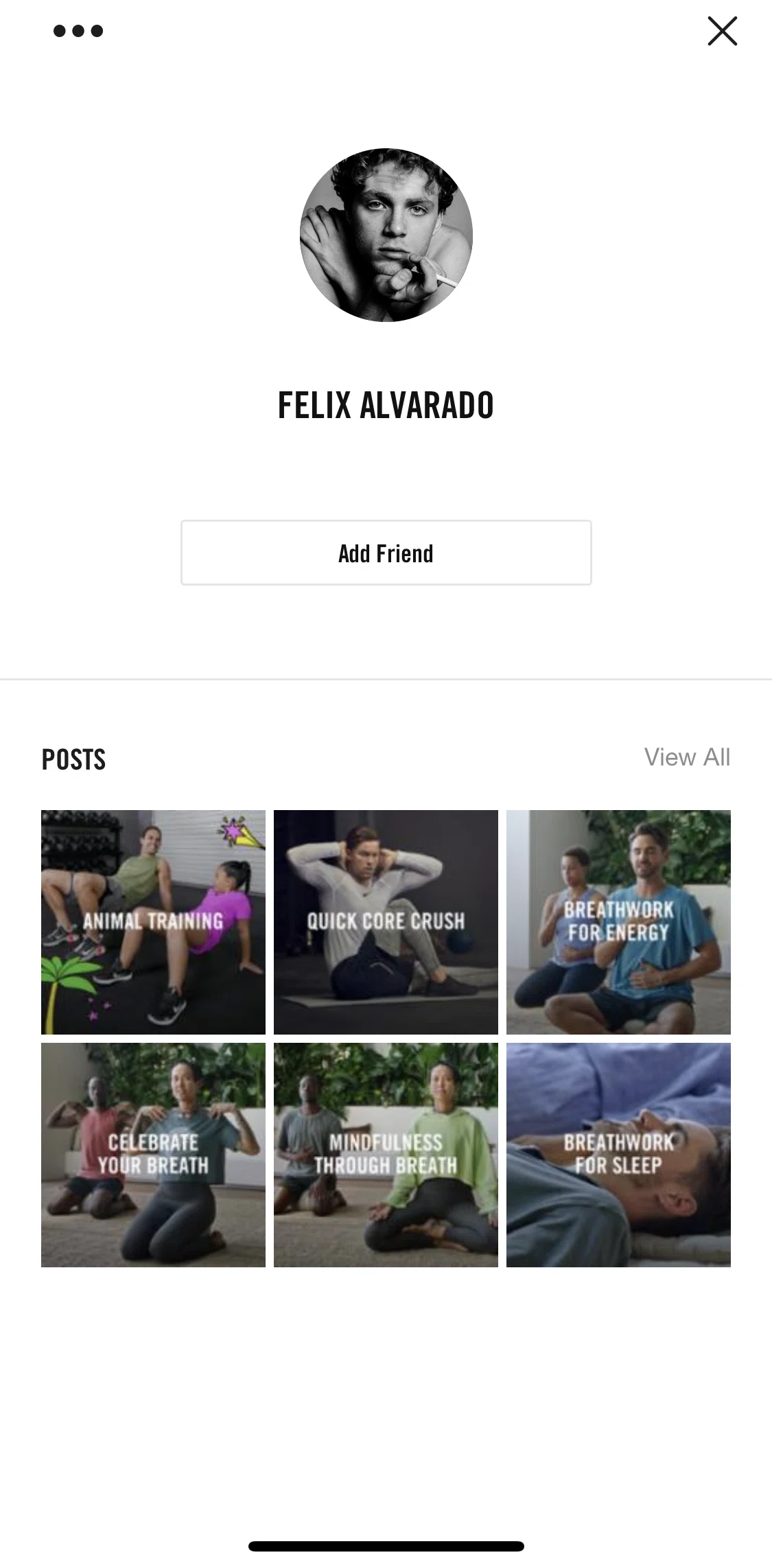 Nike Training Club Screen screen in the Adding a user flow