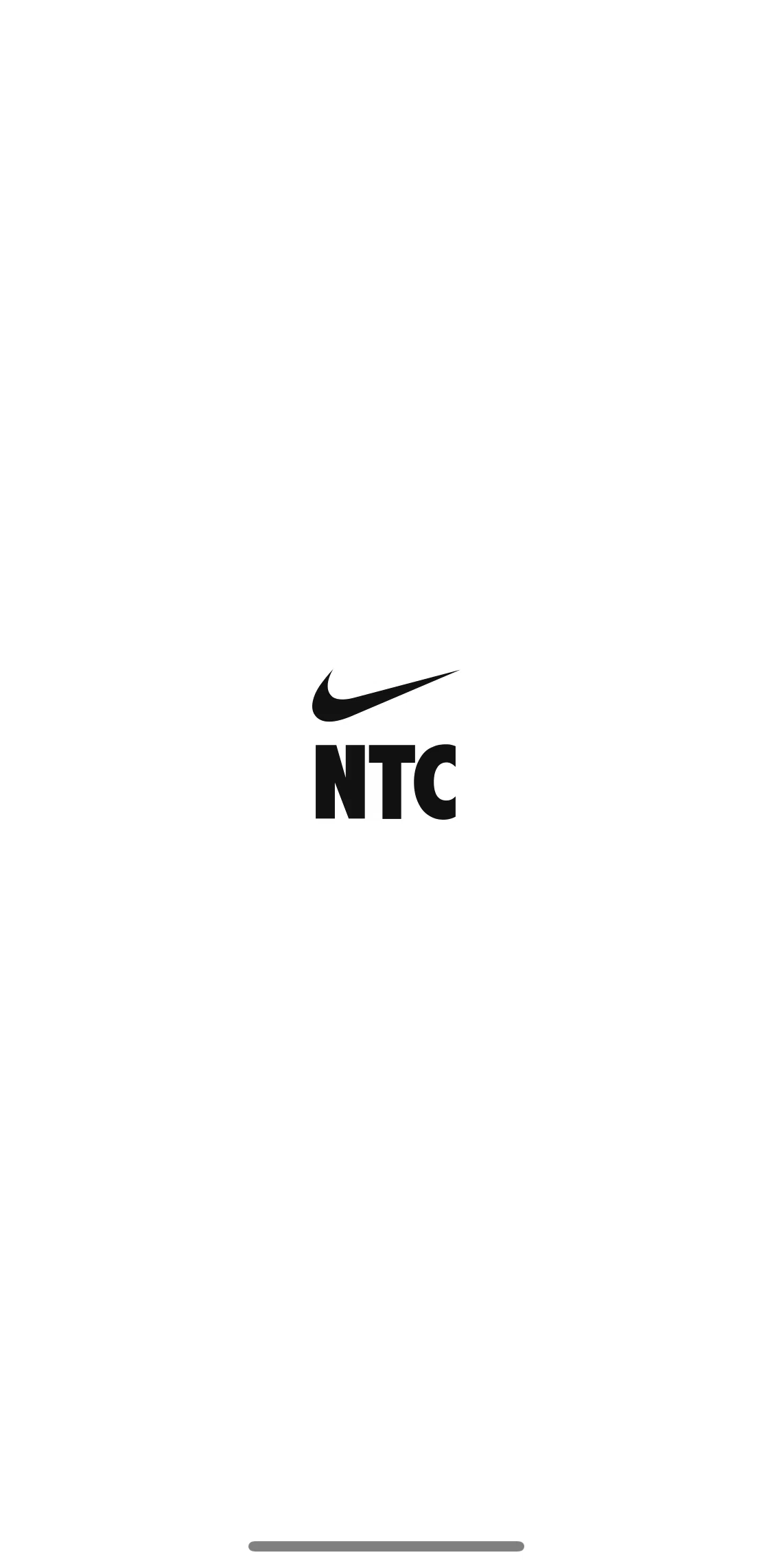 Nike Training Club Screen screen in the Logging in flow