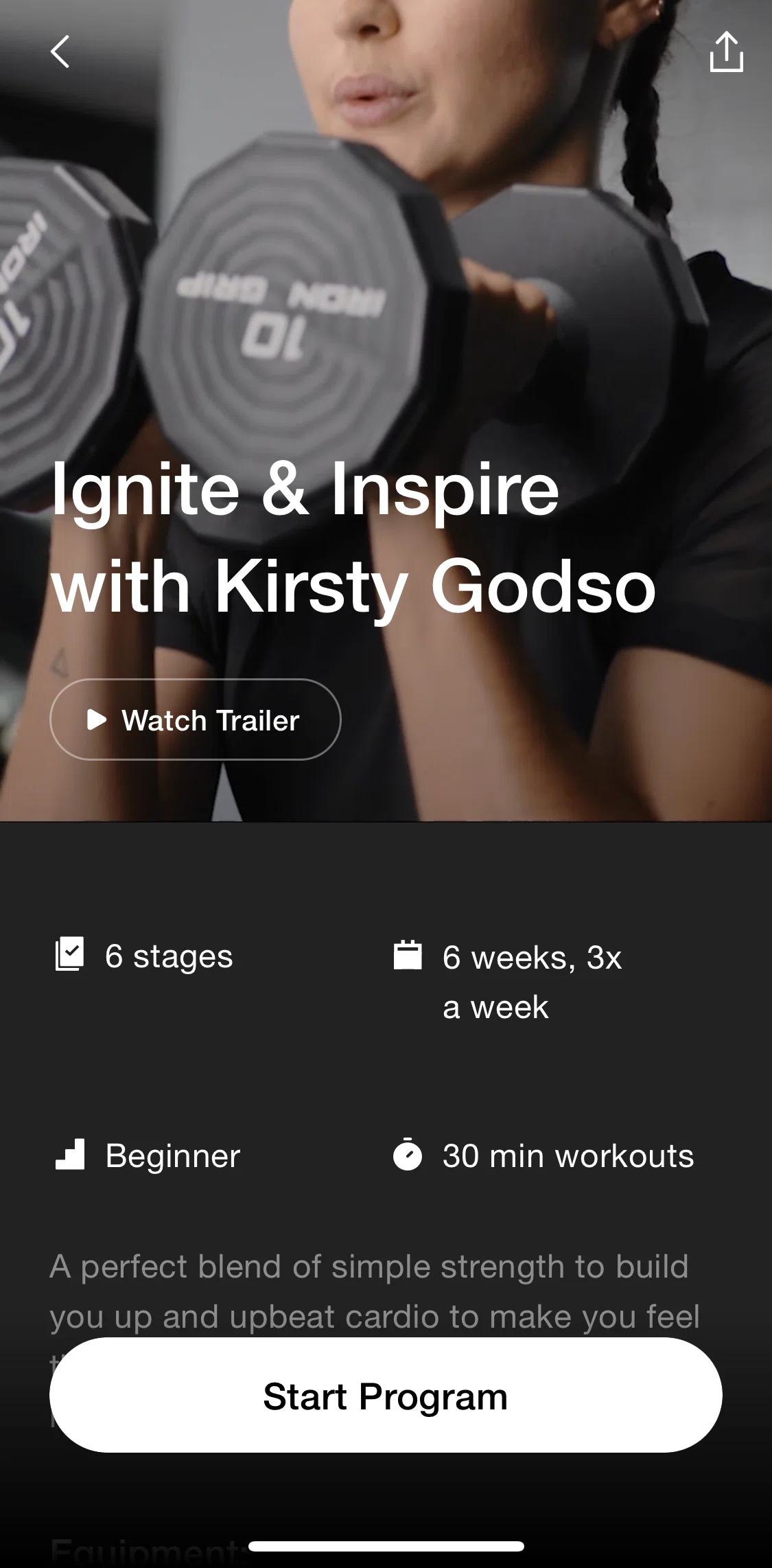 Nike Training Club Screen screen in the Program overview flow