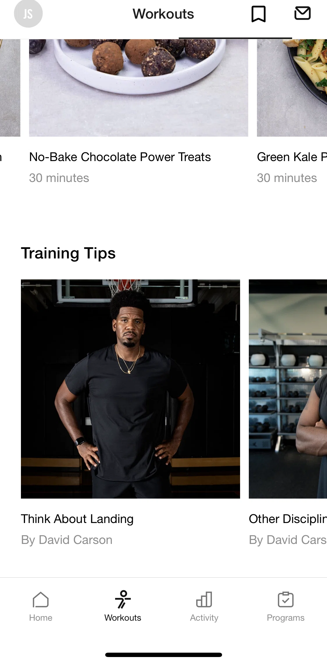Nike Training Club Screen screen in the Training tips detail flow