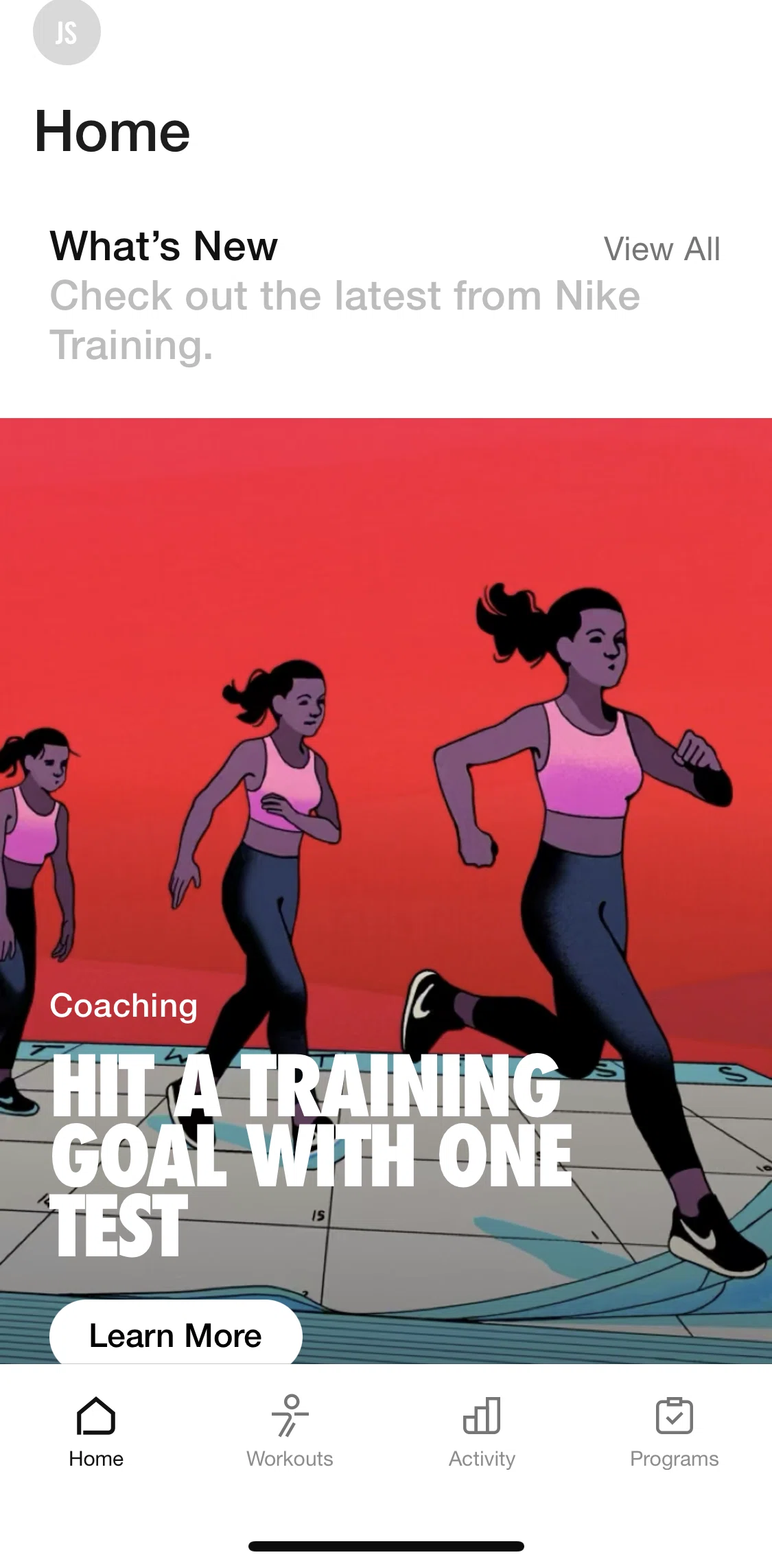 Nike Training Club Screen screen in the View all latest from Nike Training flow