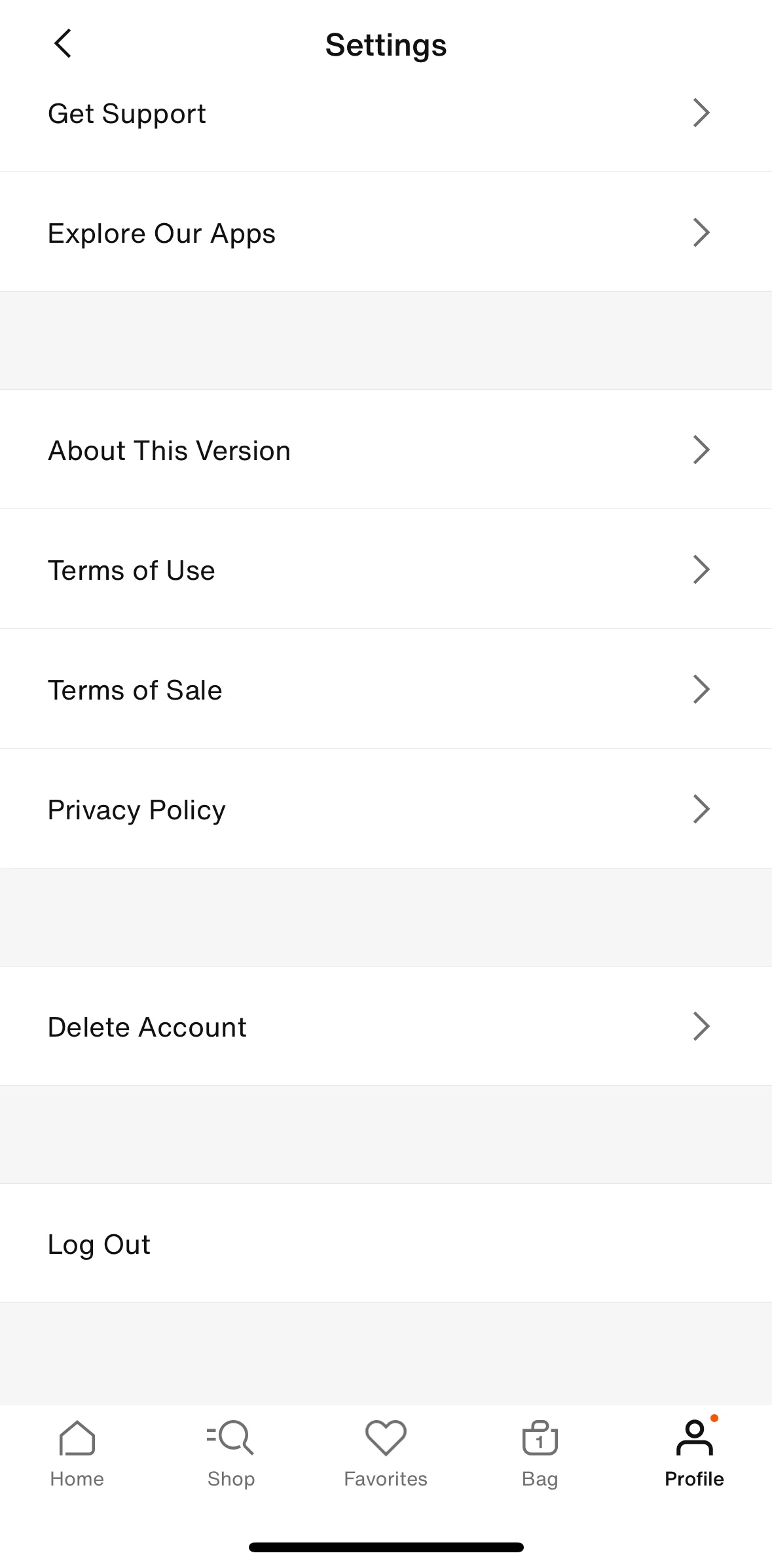 Nike Screen screen in the Deleting an account flow