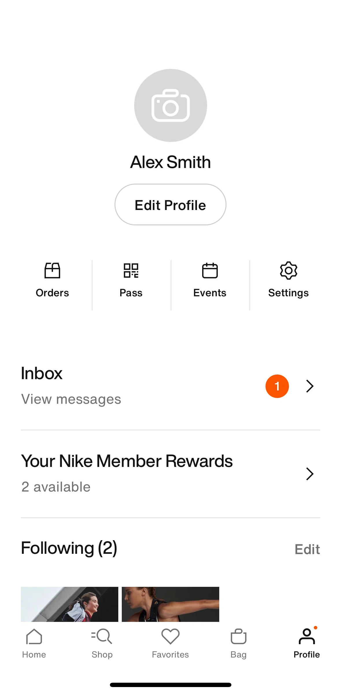 Nike Screen screen in the Pass flow
