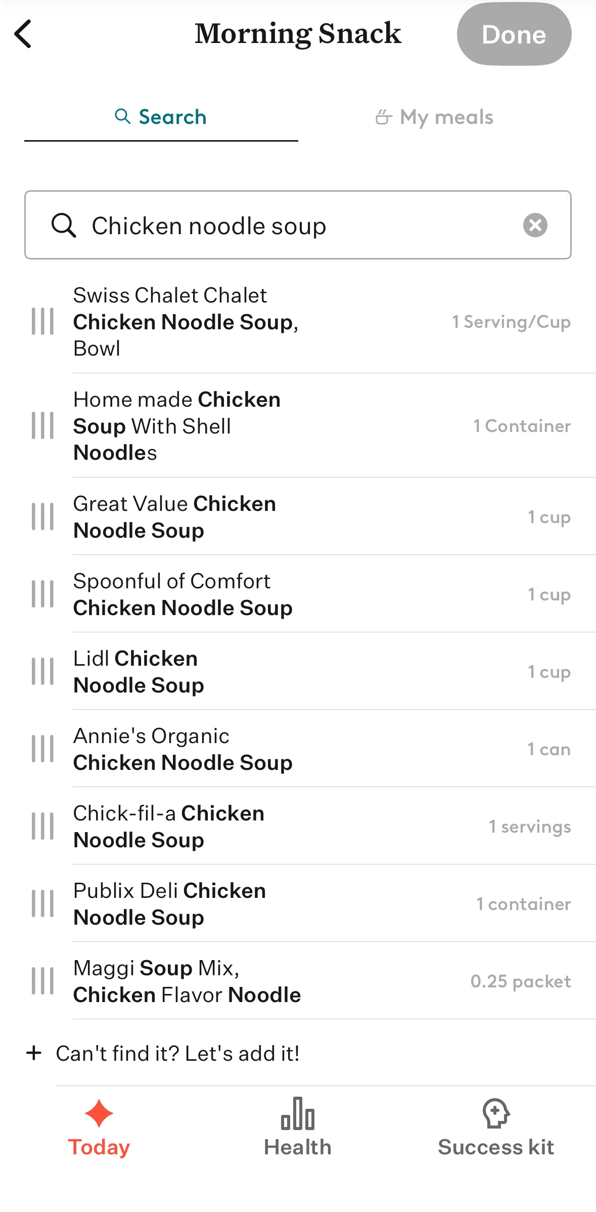 Noom Screen screen in the Adding custom food flow