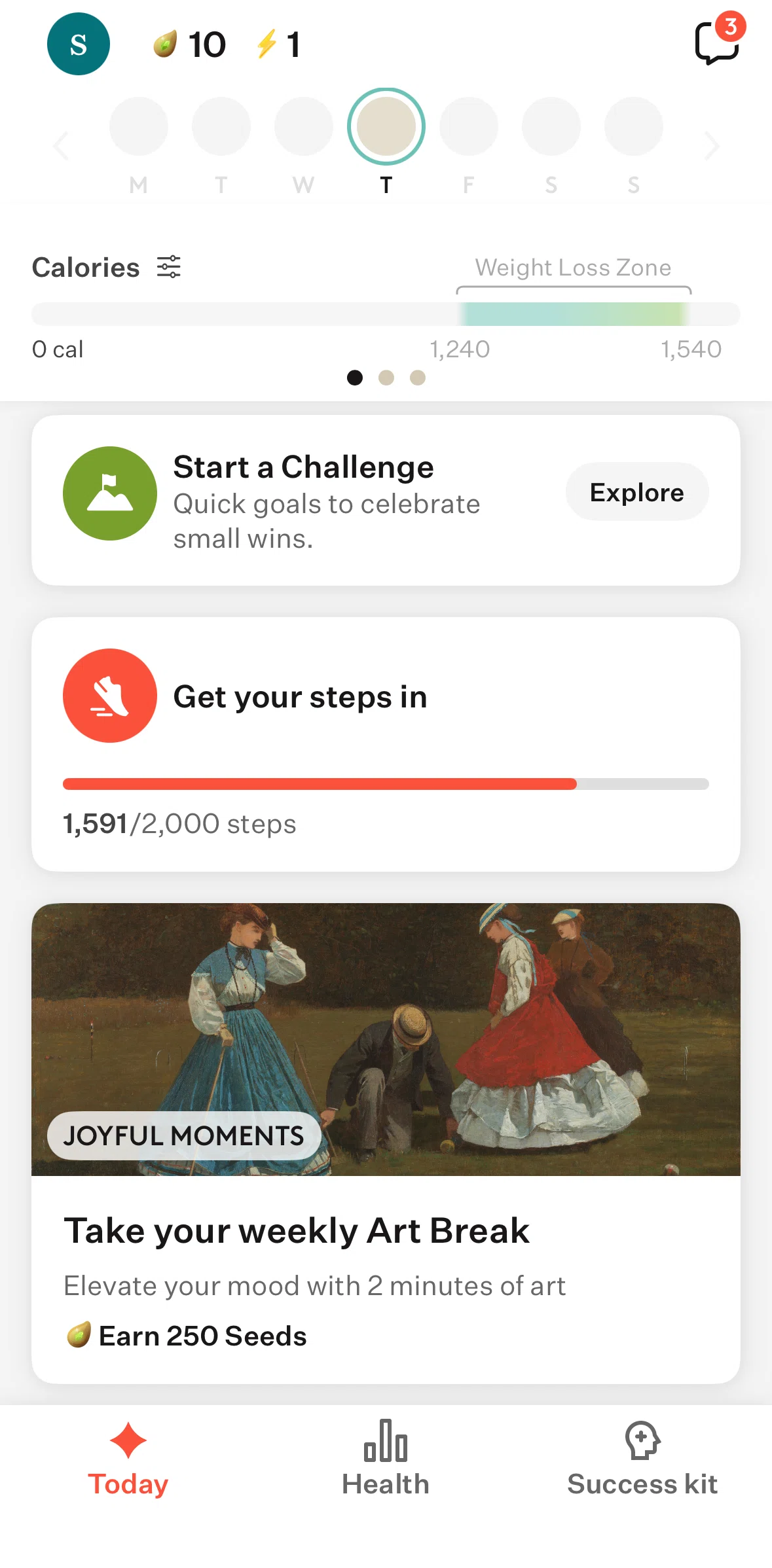 Noom Screen screen in the Challenges flow
