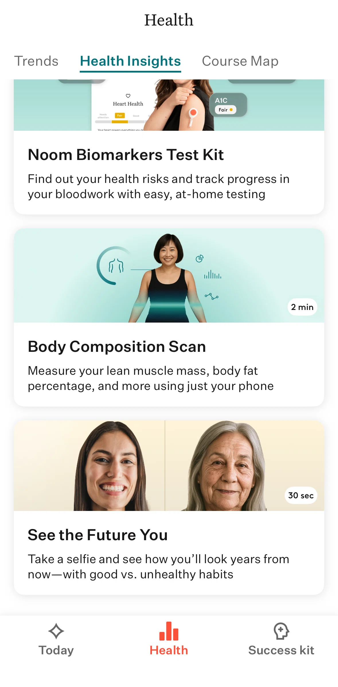 Noom Screen screen in the Completing a body scan flow