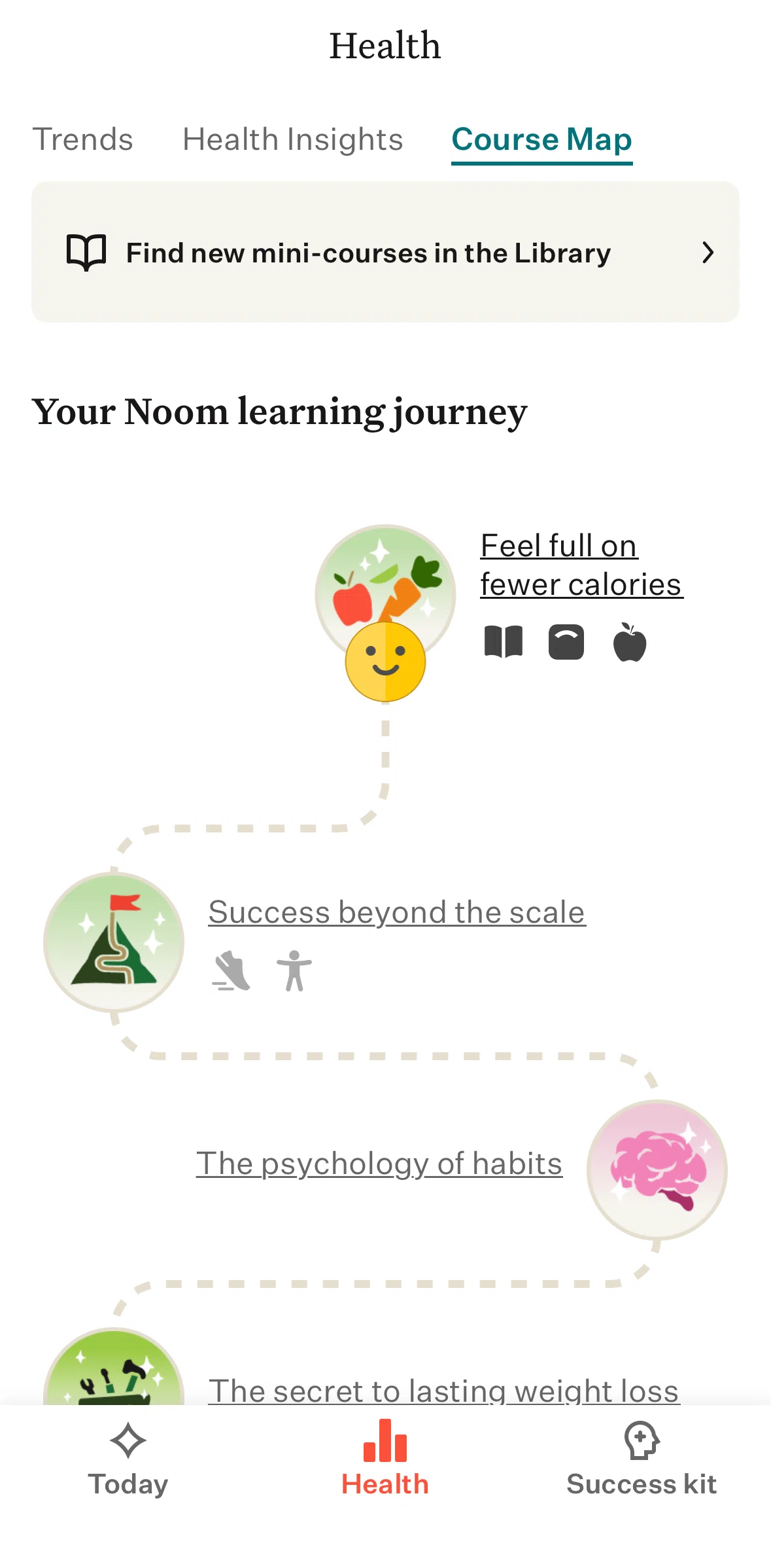 Noom Screen screen in the Course map flow