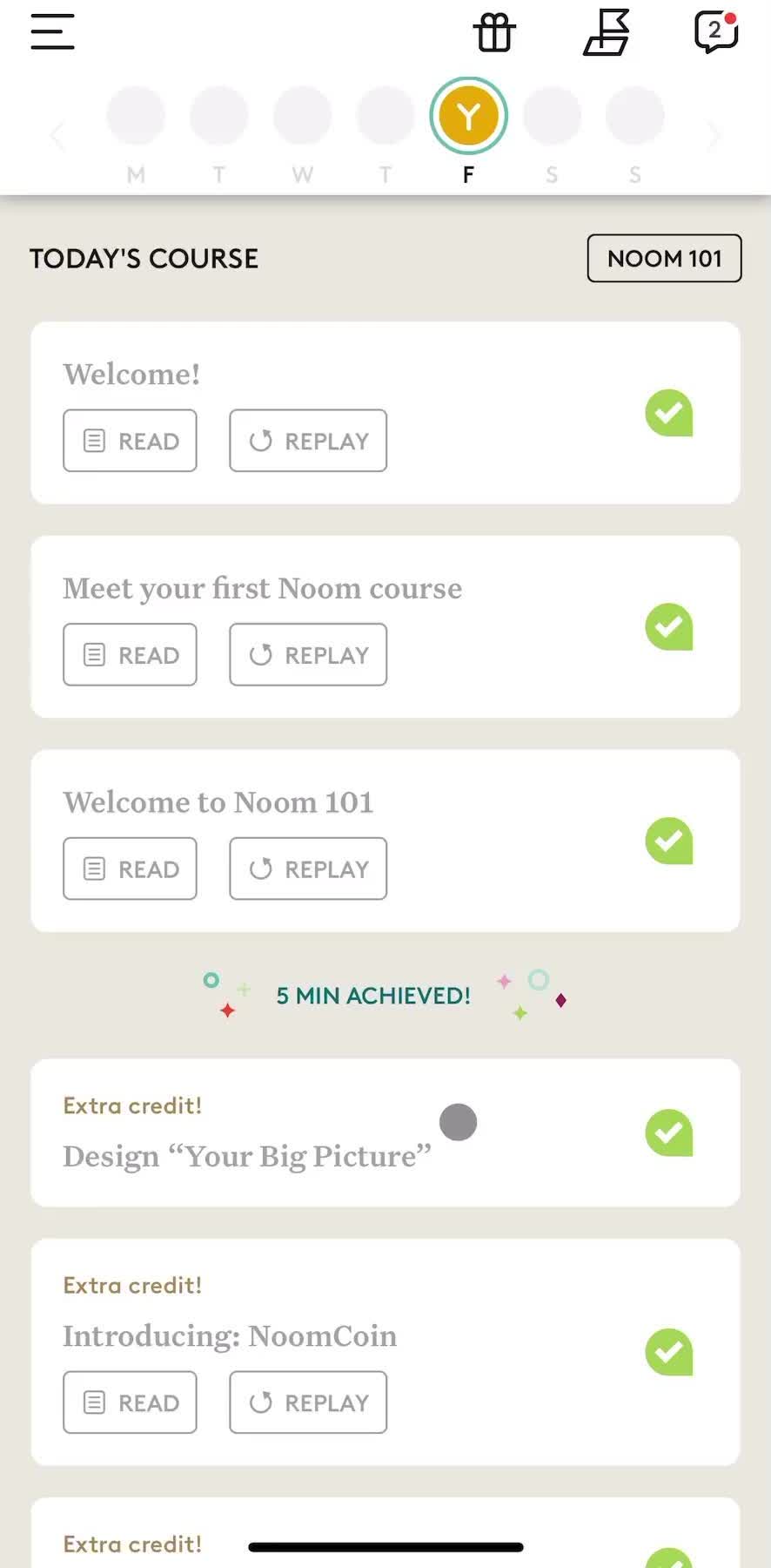 Noom Home screen in the Finding A Recipe flow