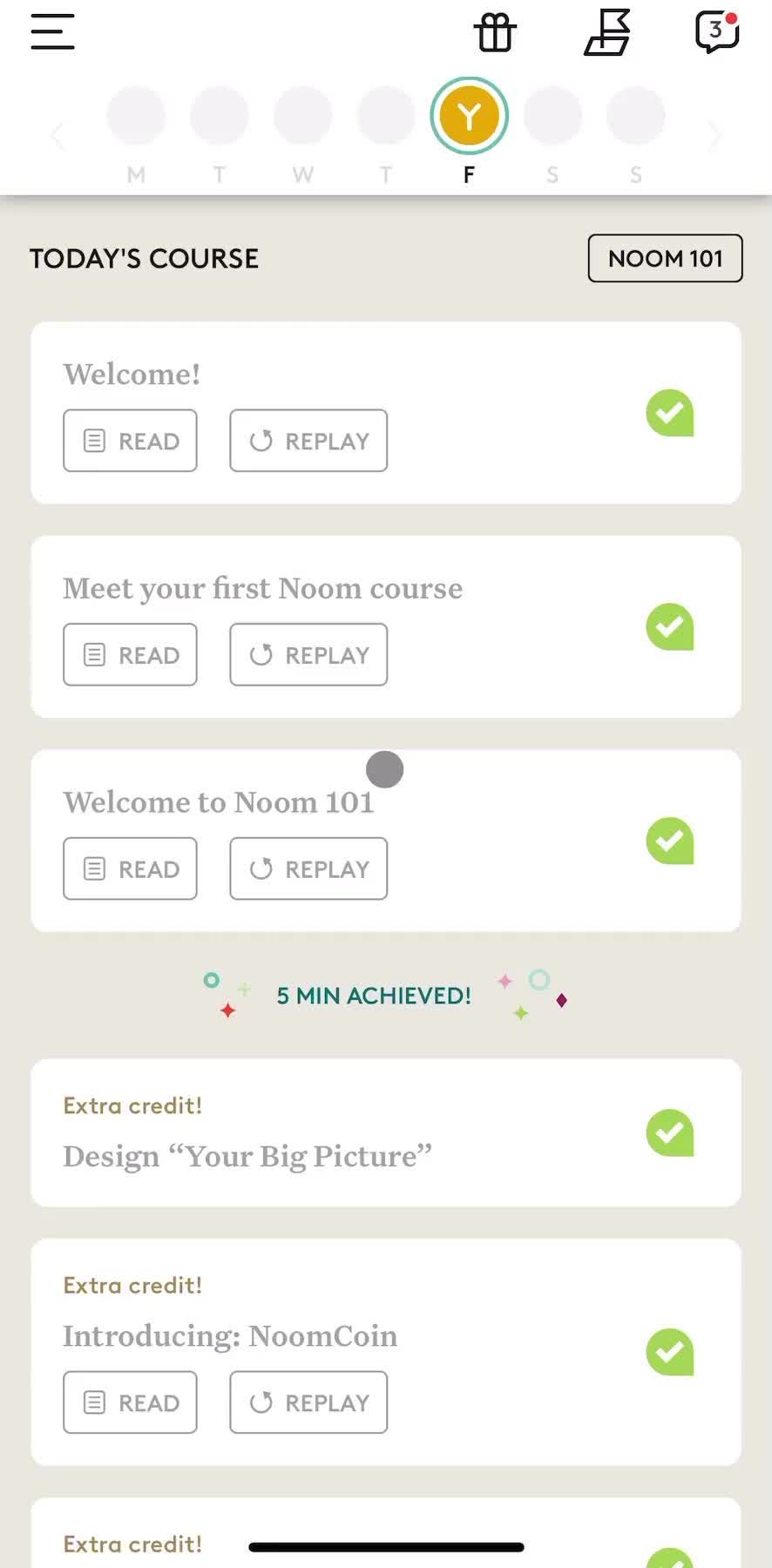 Noom Home screen in the General Browsing flow