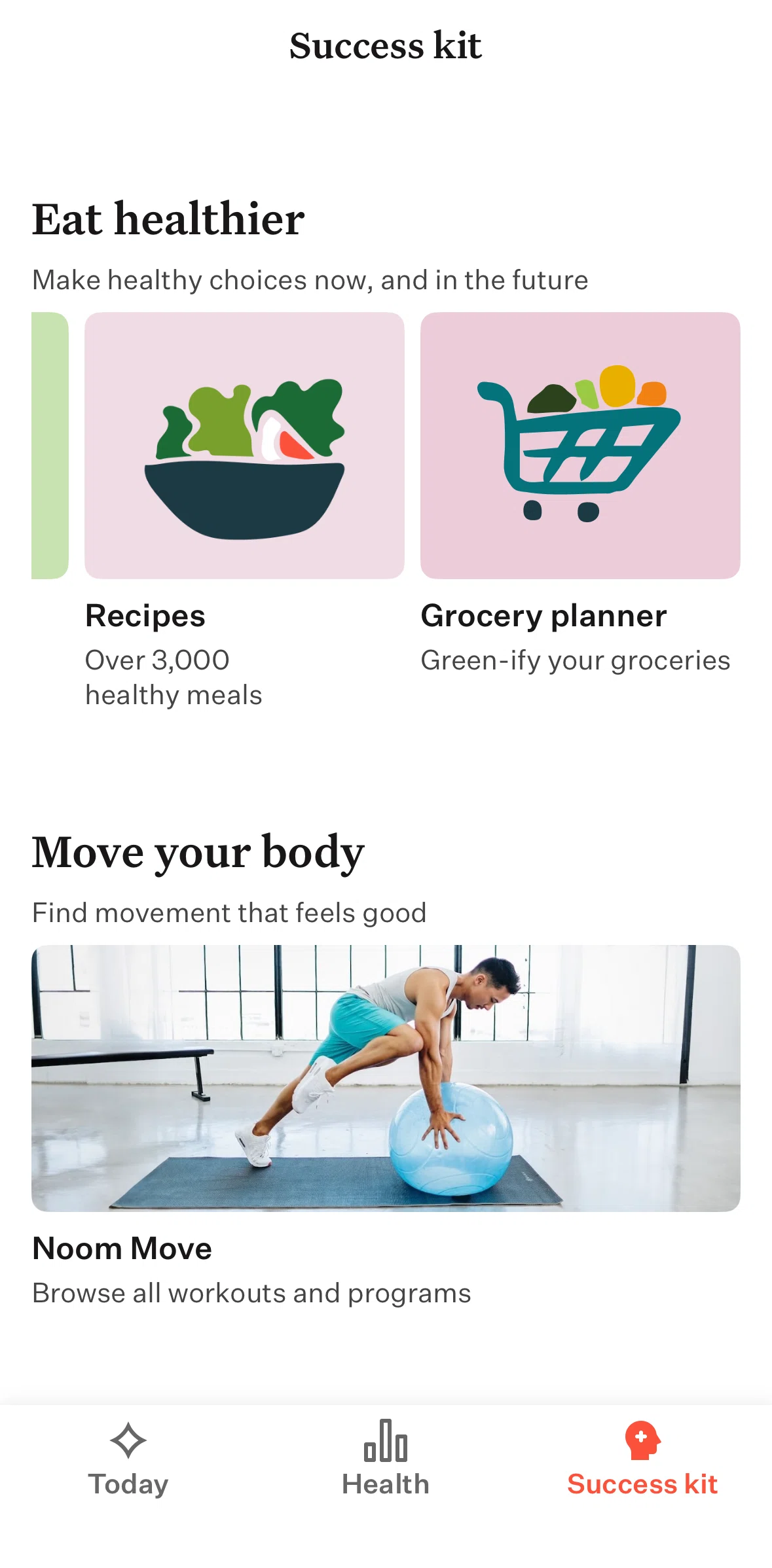 Noom Screen screen in the Grocery planner flow