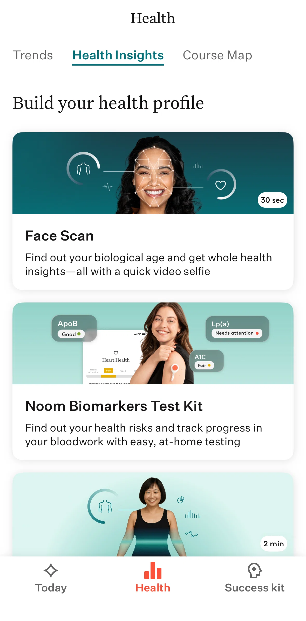 Noom Screen screen in the Health insights flow