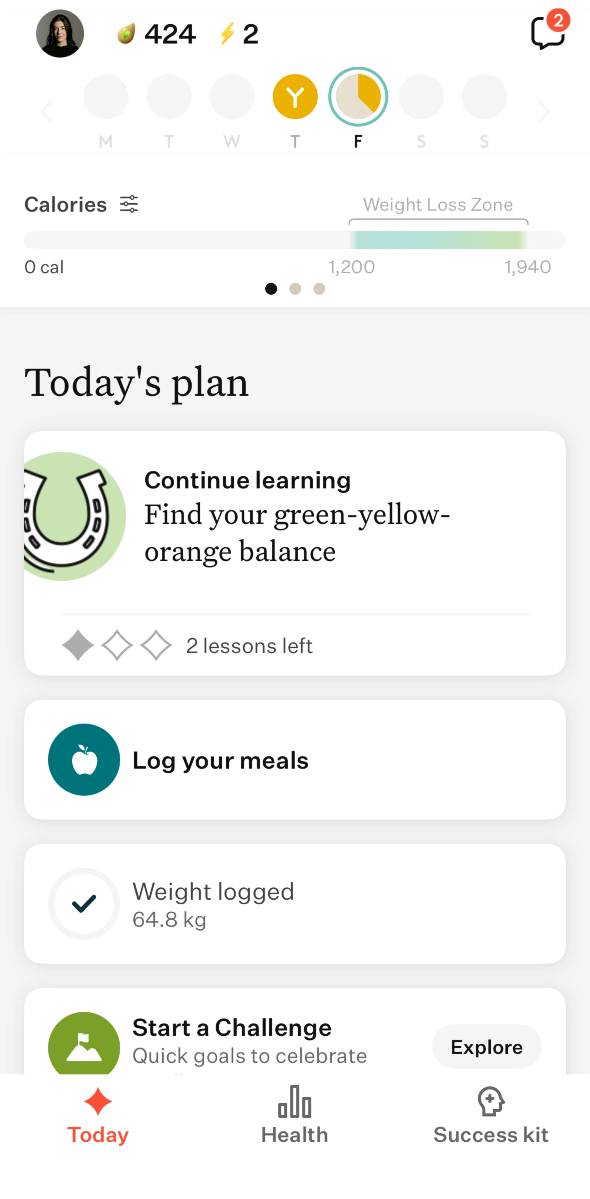 Noom Screen screen in the Health flow