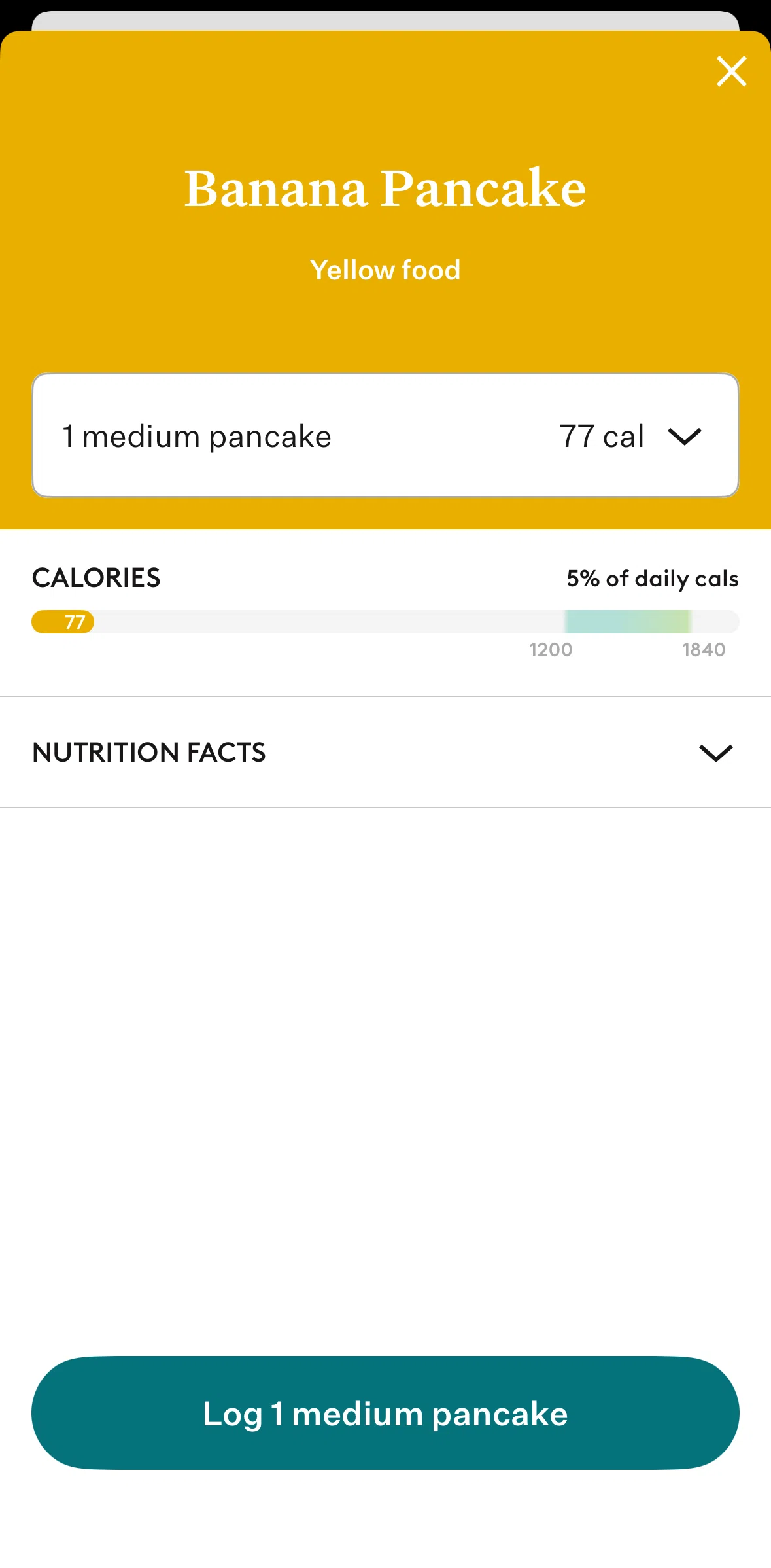 Noom Screen screen in the Logging a food flow